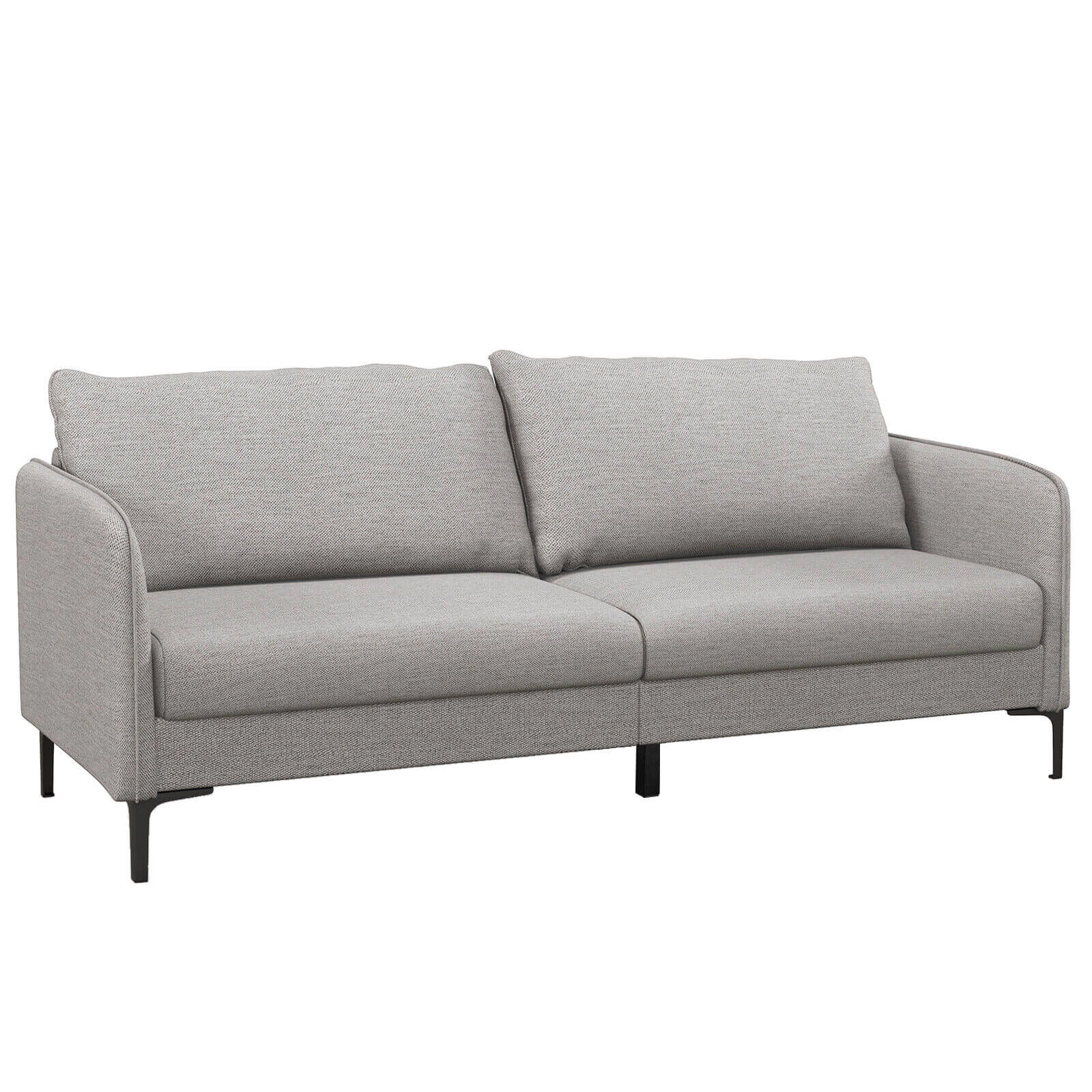 SUGIFT Gray 76-In Modern Loveseat Sofa with 105° Backrest, Metal Legs