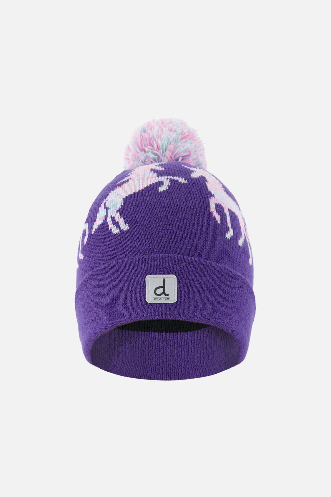 Deux par Girls Unicorn Motif Winter Knit Hat with Pompom
