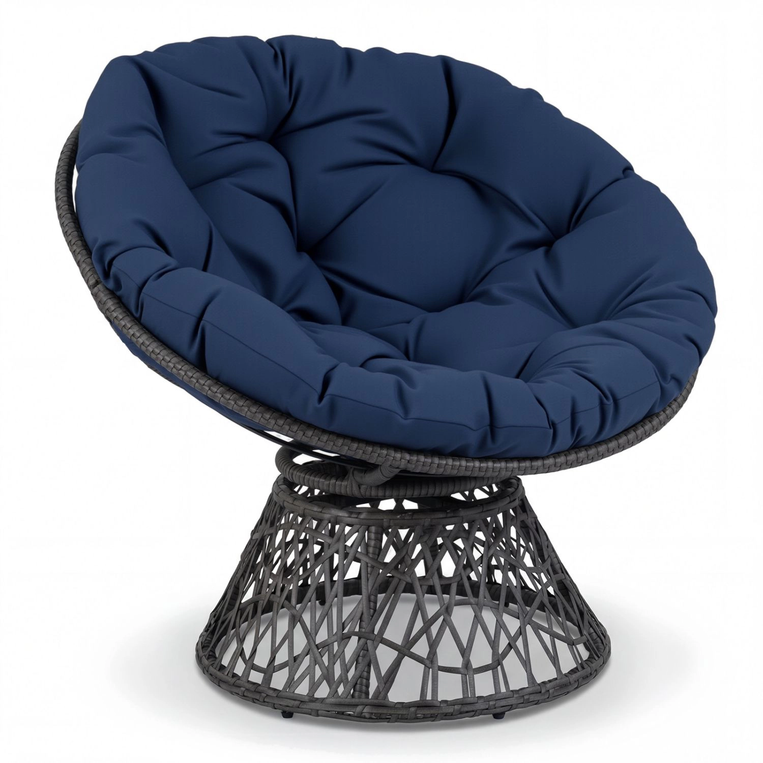 SlickBlue Unisex Round Swivel Papasan Chair With Cushion
