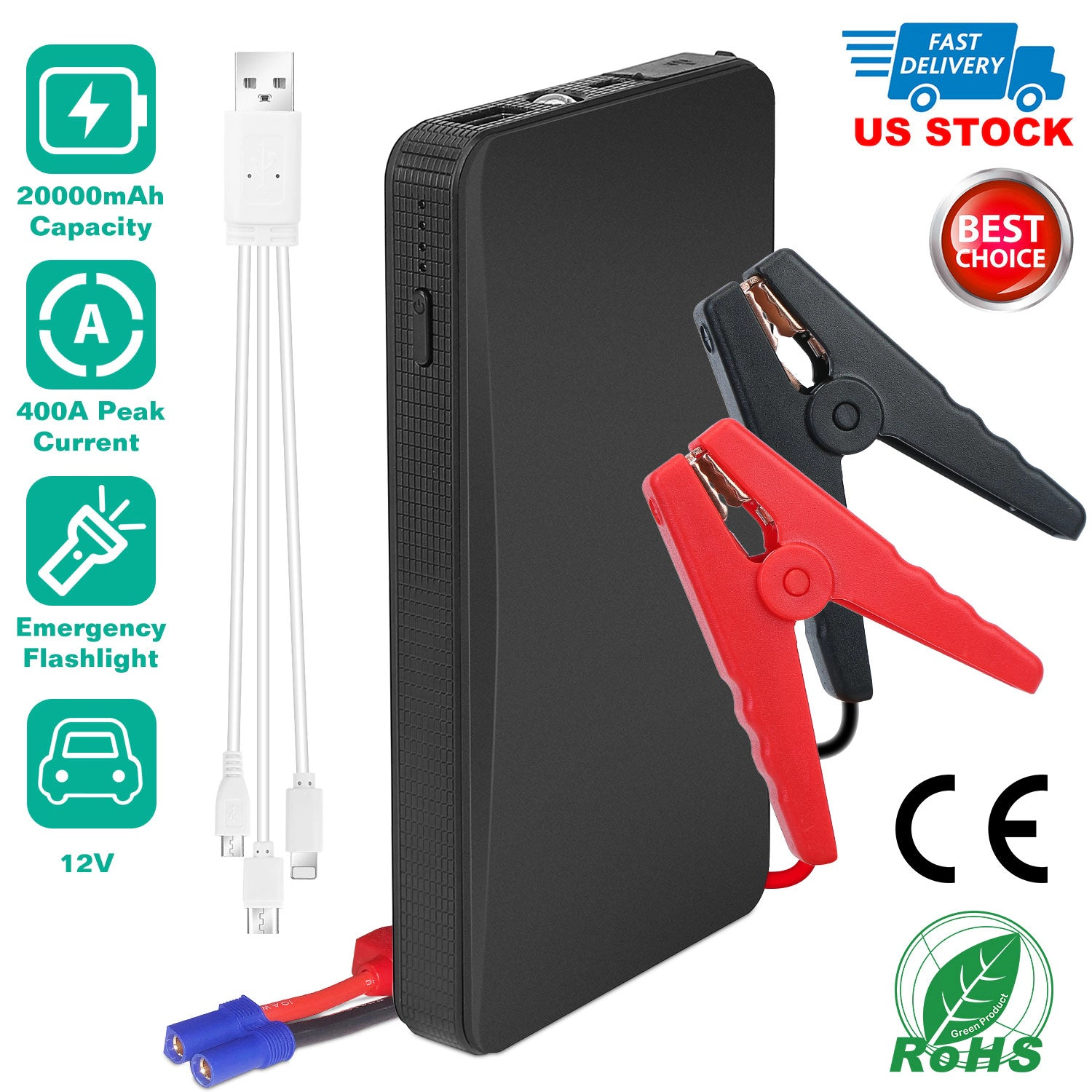 GBruno 400A 20000mAh Car Jump Starter Power Bank