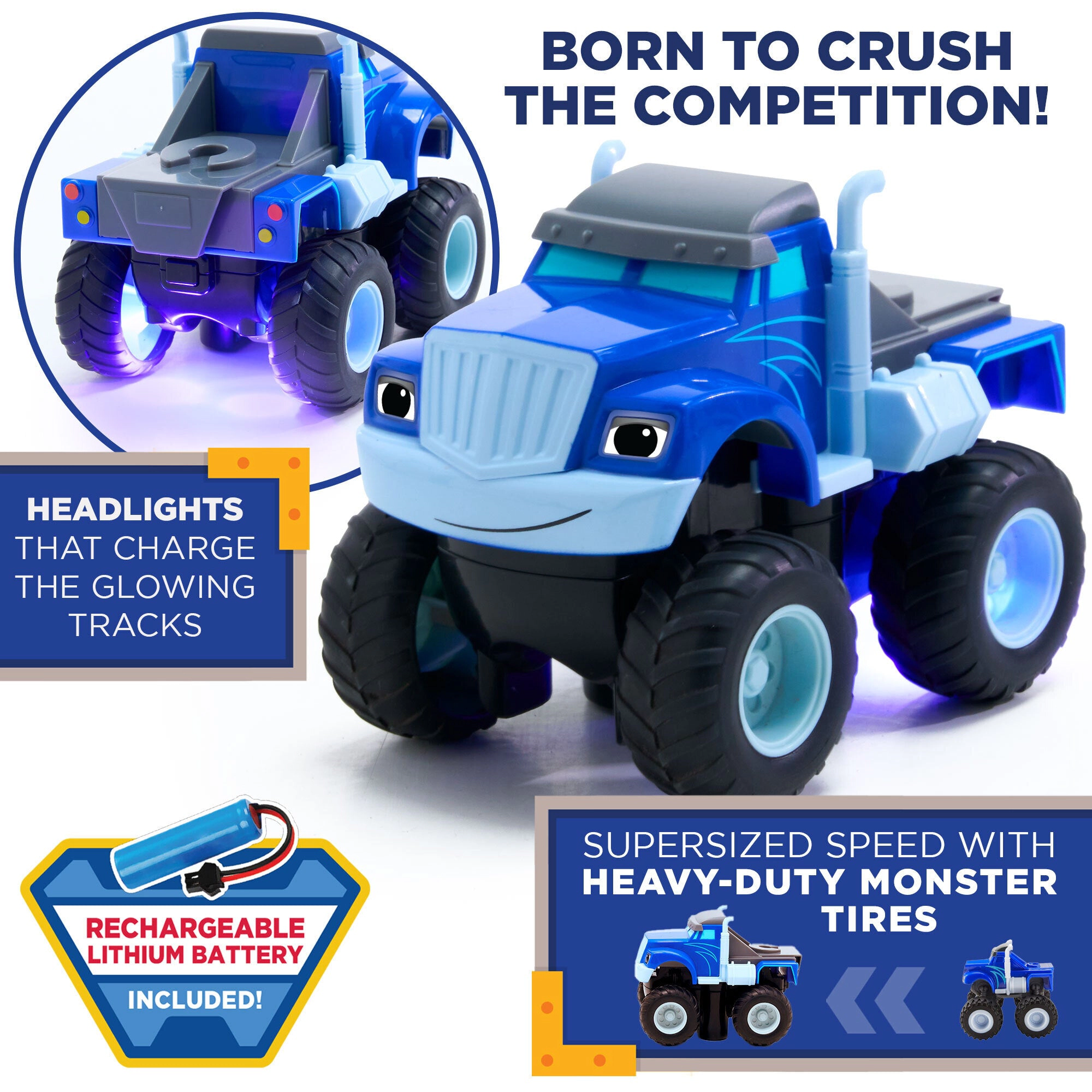 Blaze Kids Crusher TurboTwist Glow Track Set - 108 Pieces with Rechargeable Truck