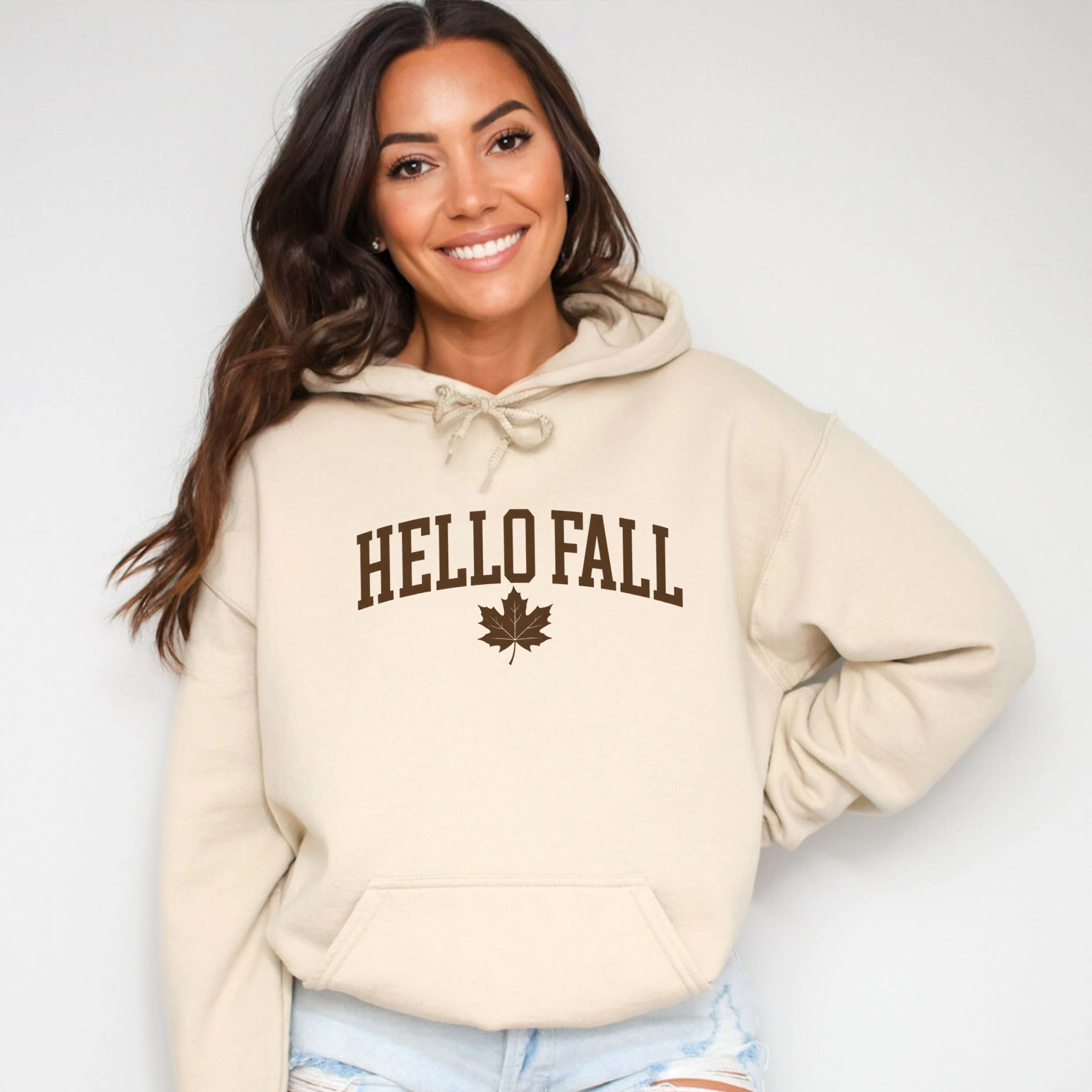 Simply Sage Market - Women's Graphic Hoodie Hello Fall Leaf