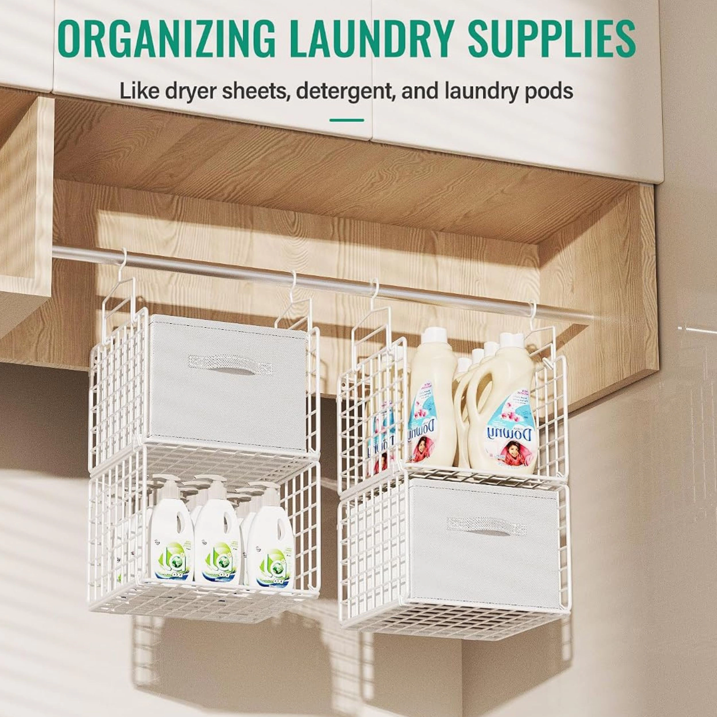 Stock Preferred Metal Hanging Closet Organizer with Drawers and Hooks Wire Storage Shelf for Clothes