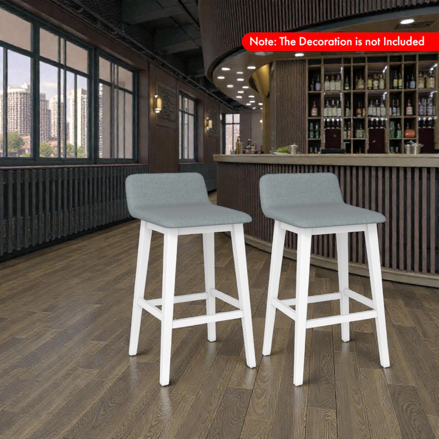 Hivvago 29-Inch Tall Bar Chairs with Soft Cushioned Seat and Solid Rubber Wood Legs - Set of 2