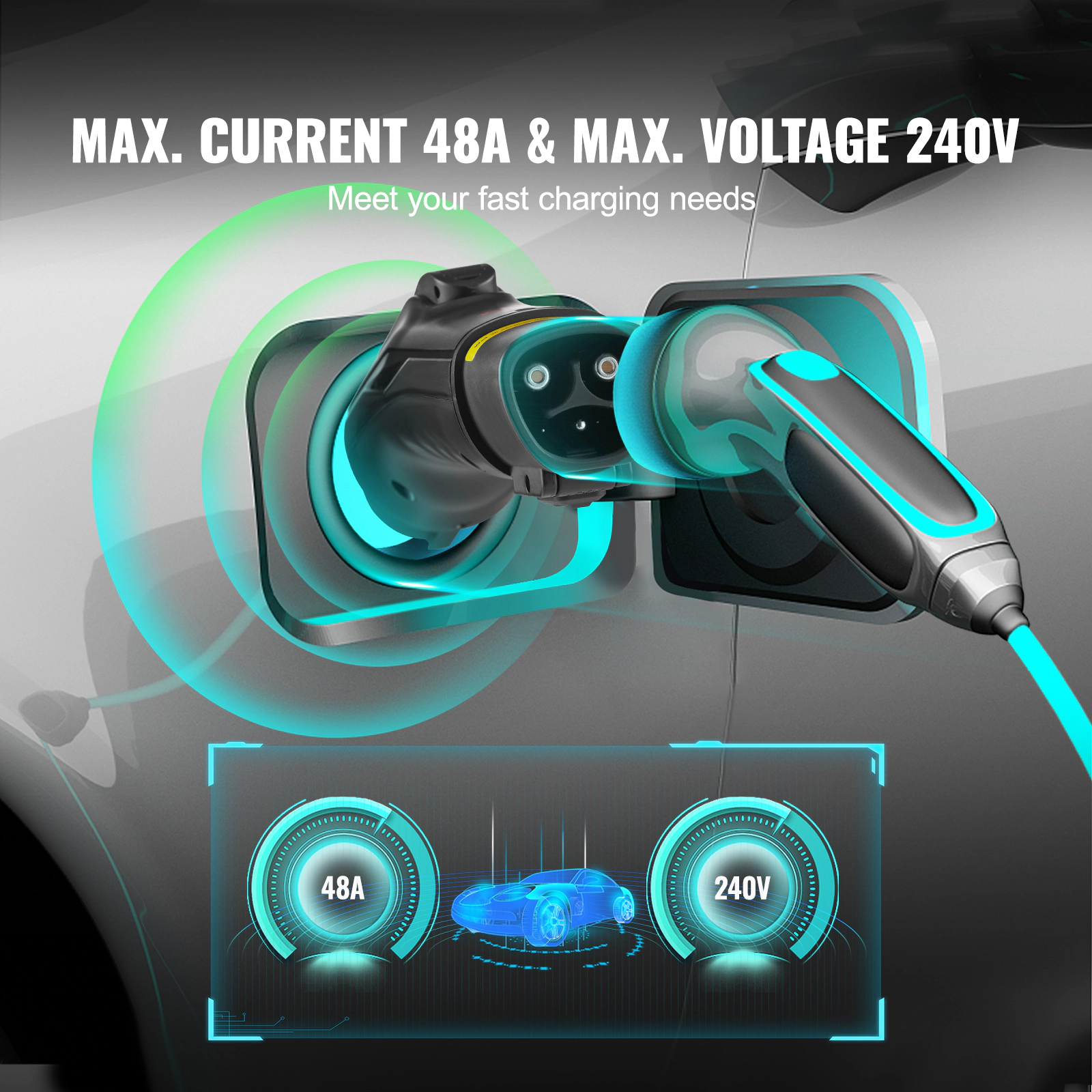 HONGGE J1772 to Tesla Charging Adapter with Storage Bag, Anti-Drop Lock, IP65