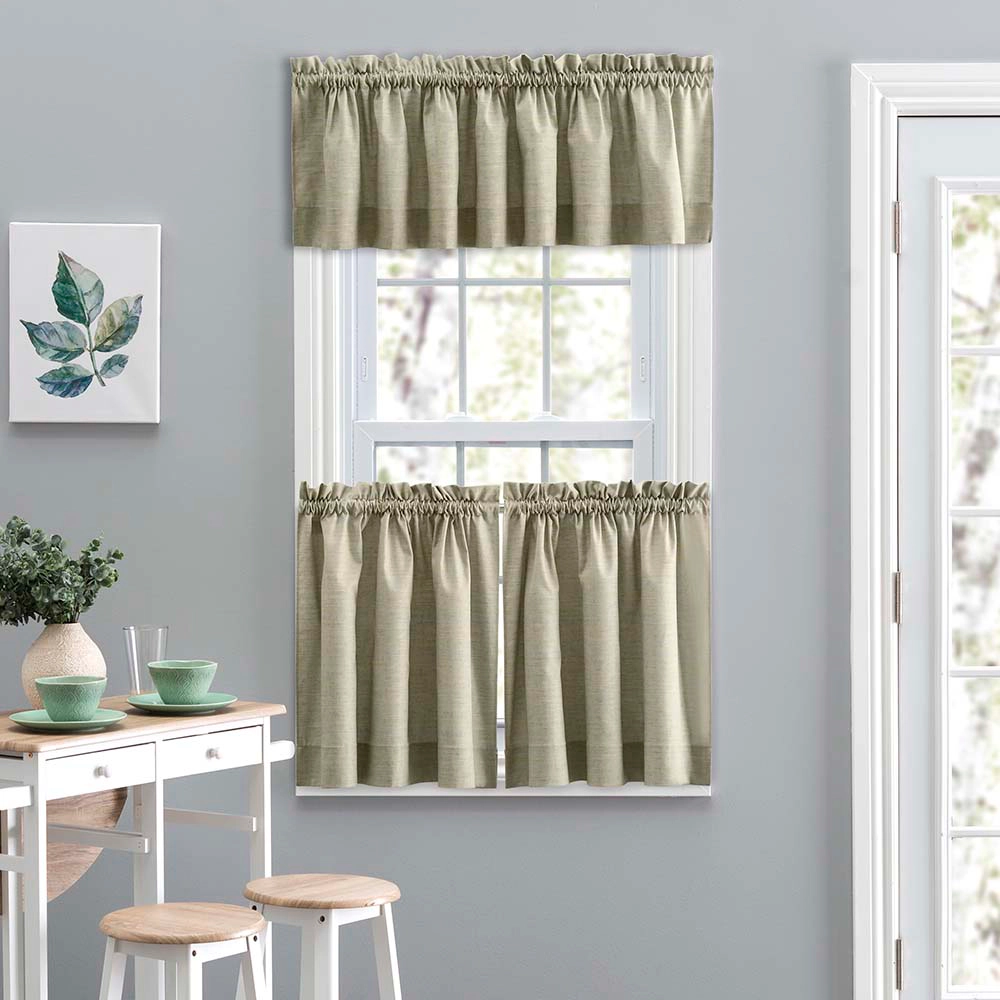 Ellis Curtain Lisa Solid Poly Cotton Duck Fabric Tailo Tiers for Living Rooms and Dining Rooms