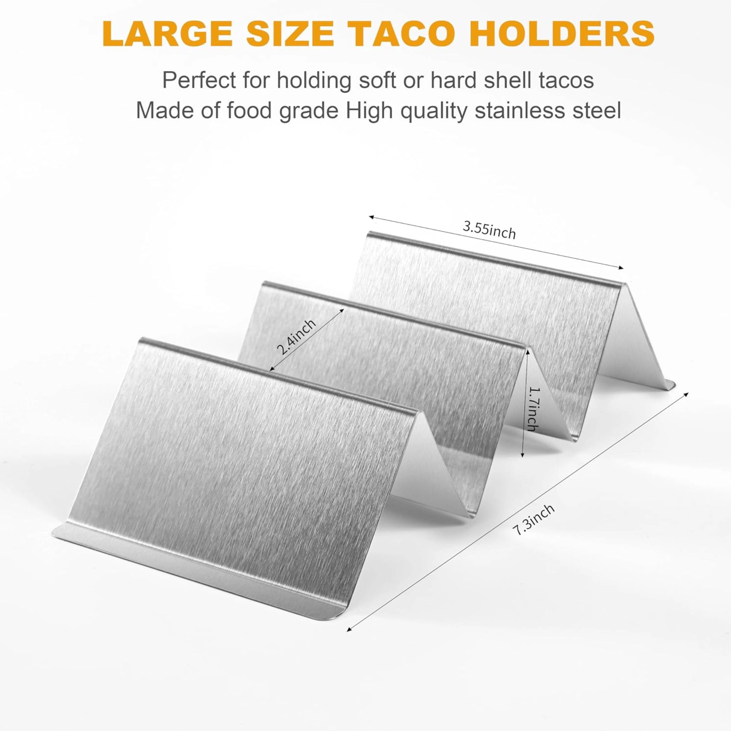 Stock Preferred Stainless Steel Taco Holders Set of 6 Oven Safe Taco Stands