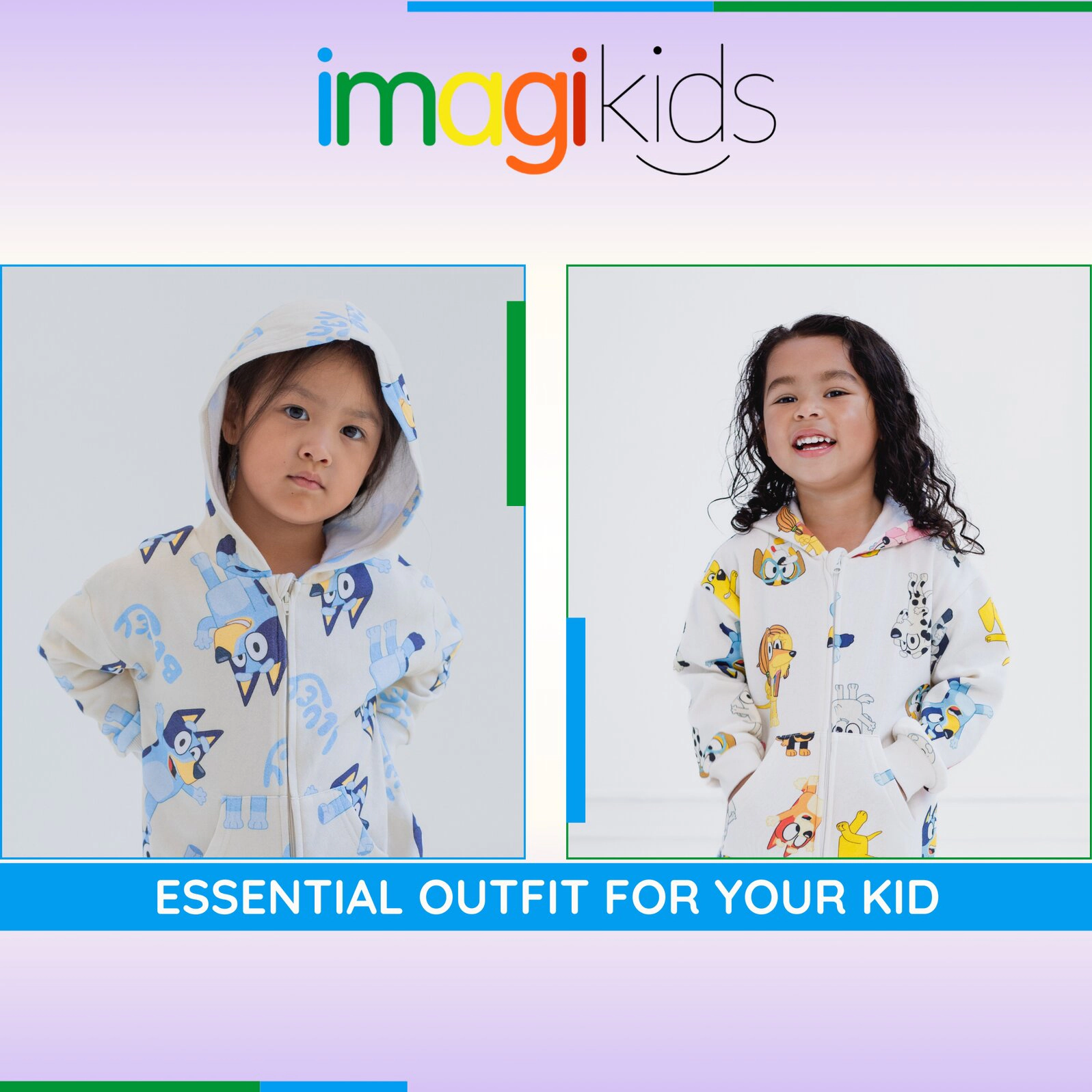 Bluey Girls' Loungewear Fleece Hooded One Piece