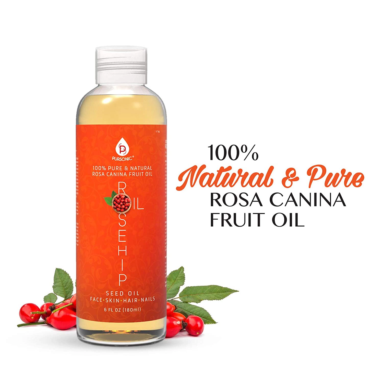 Pursonic Women’s 100% Pure & Natural Cold Pressed Premium Rosehip Seed Oil 6 Oz