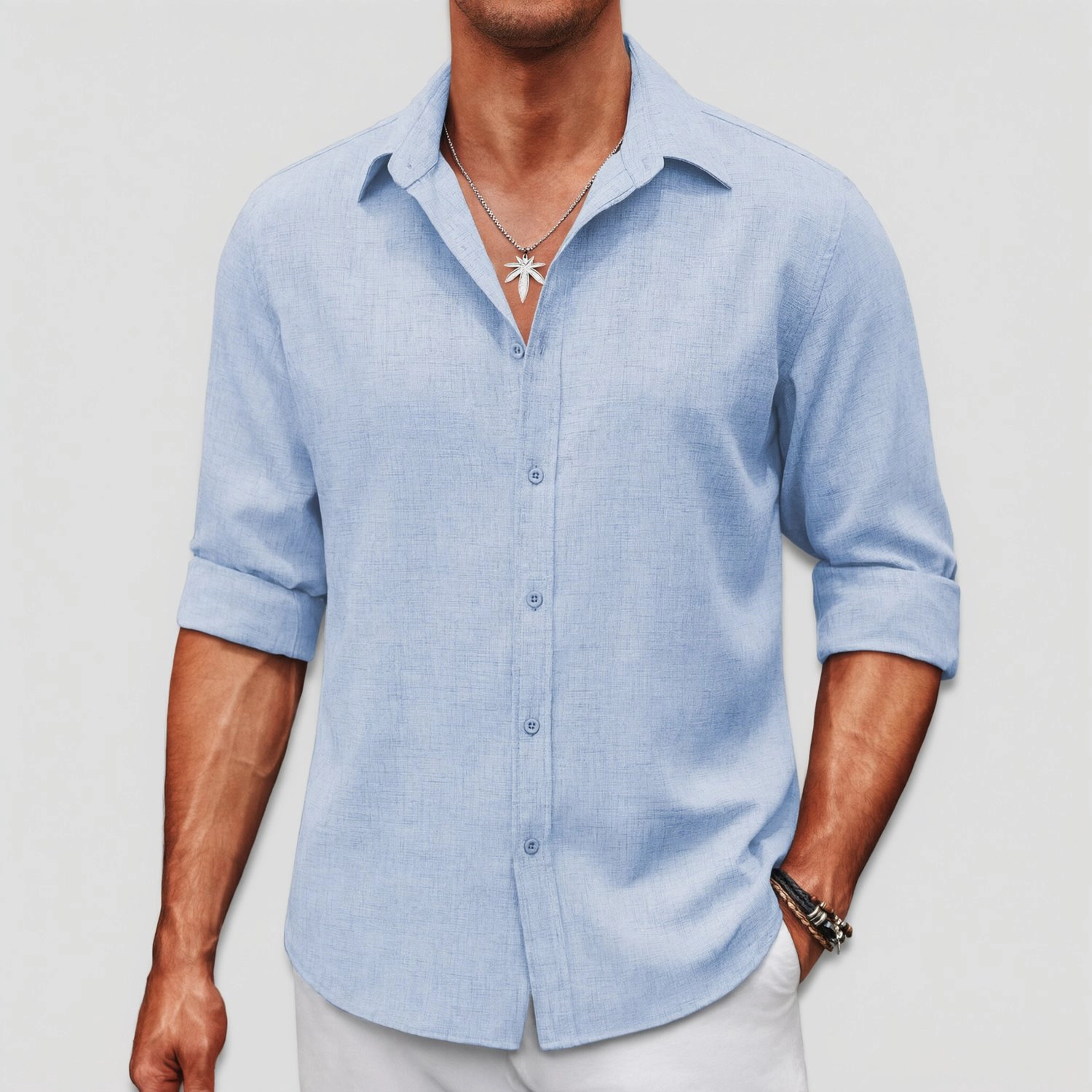 COOFANDY Mens Casual Long Sleeve Button Down Shirts Lapel Collar V Neck  Tops