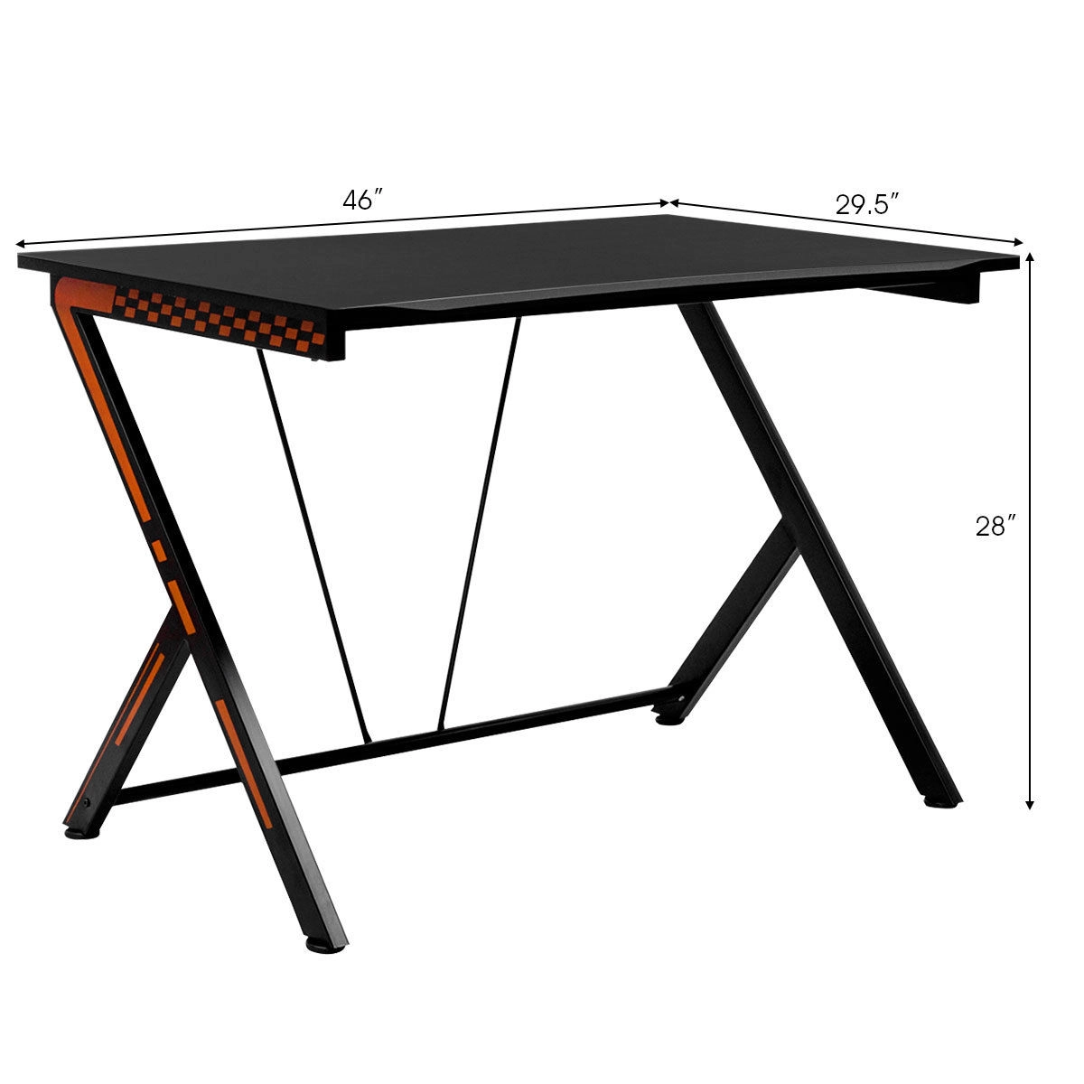 SUGIFT Modern Ergonomic Study Computer Desk -in Metal and MDF 175-lb Capacity Home Office Gaming Workstation Black