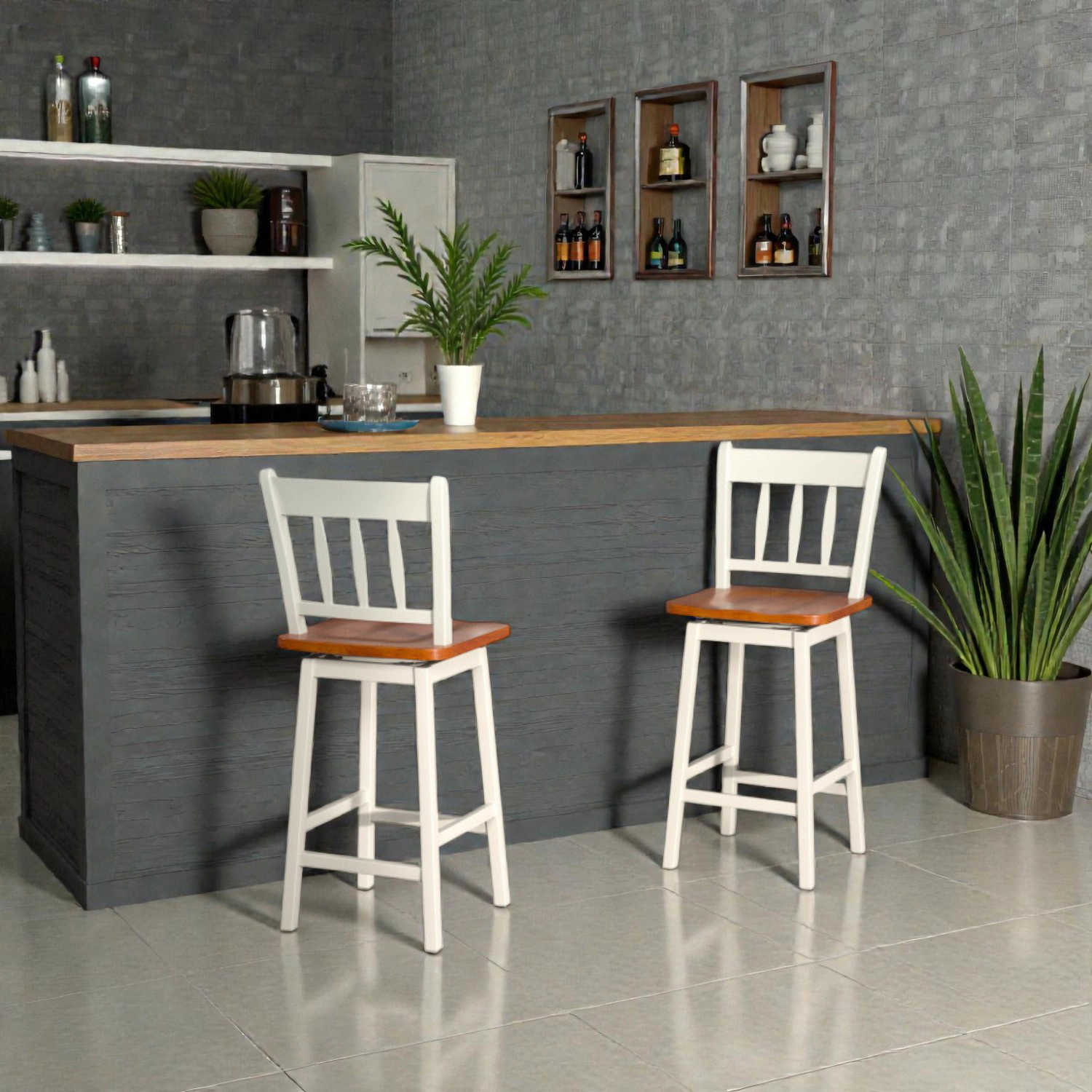 Hivvago 24.5-Inch Counter Height Bar Stools with Full 360° Swivel Function -Set of 2