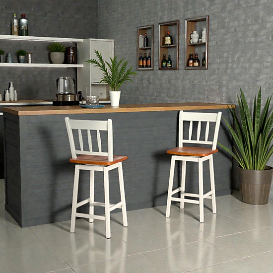 Hivvago 24.5-Inch Counter Height Bar Stools with Full 360° Swivel Function -Set of 2