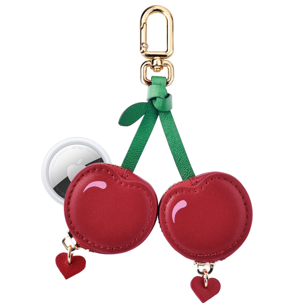 Posh Tech Unisex Cherry Leather Bag Charm for Airtag