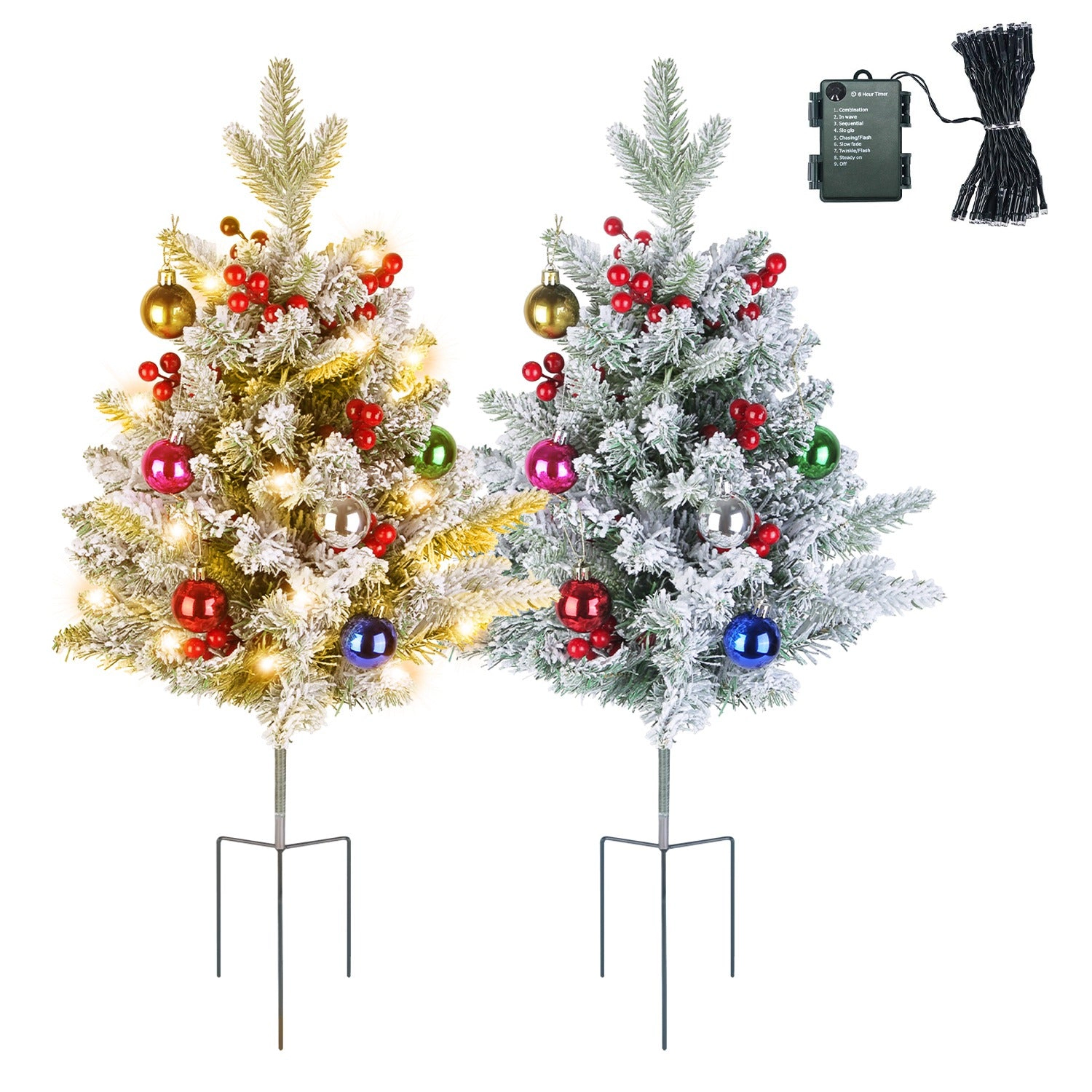 GBruno 2-Piece LED Christmas Tree Urn Filler