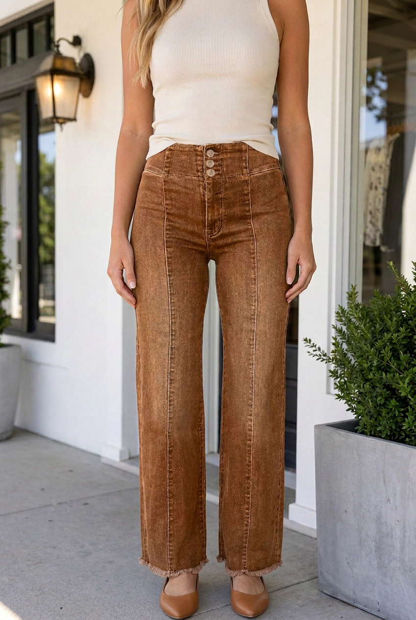 Threaded Pear Women's Lorenah Hem Flare Jeans