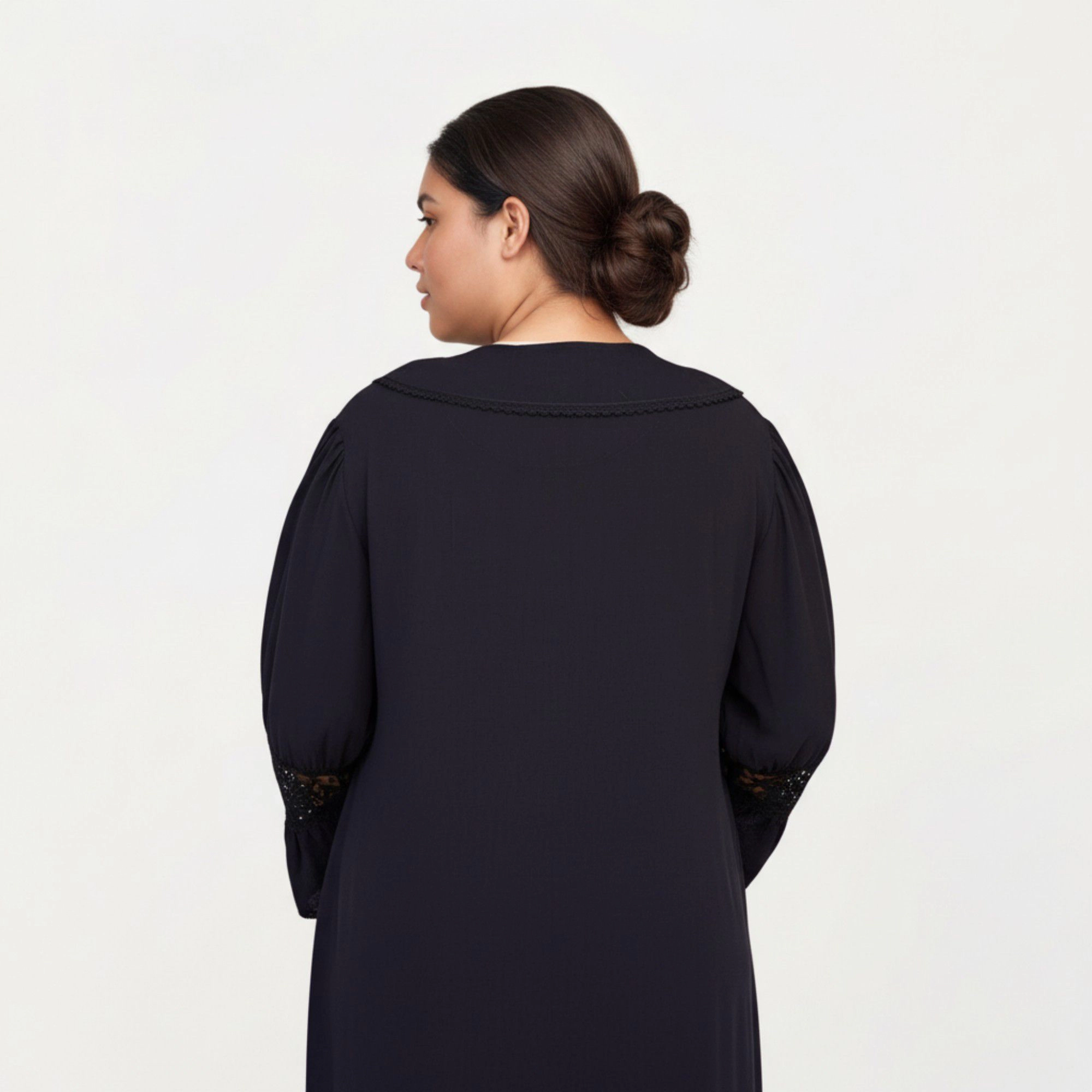Anna-Kaci Women's Long Sleeve Maxi Nightgown Flowing Fabric Peter Pan Collar Detail and Lace Trim Accents on Sleeves
