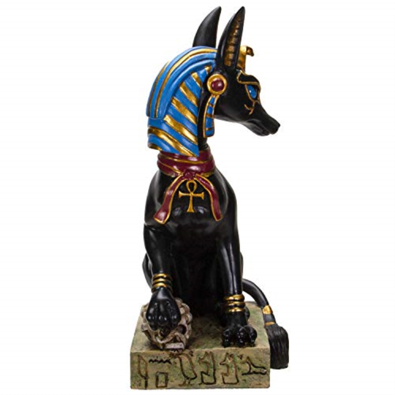 Pacific Giftware Egyptian God Of The Dead Anubis With Uraeus Crown Standing On Mummy Skull Figurine 8 inch
