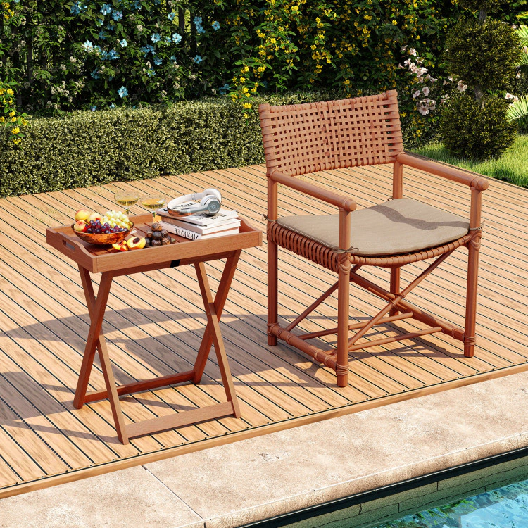 Hivvago Outdoor Patio Solid Wood Tray Table With Removable Top No Assembly Required