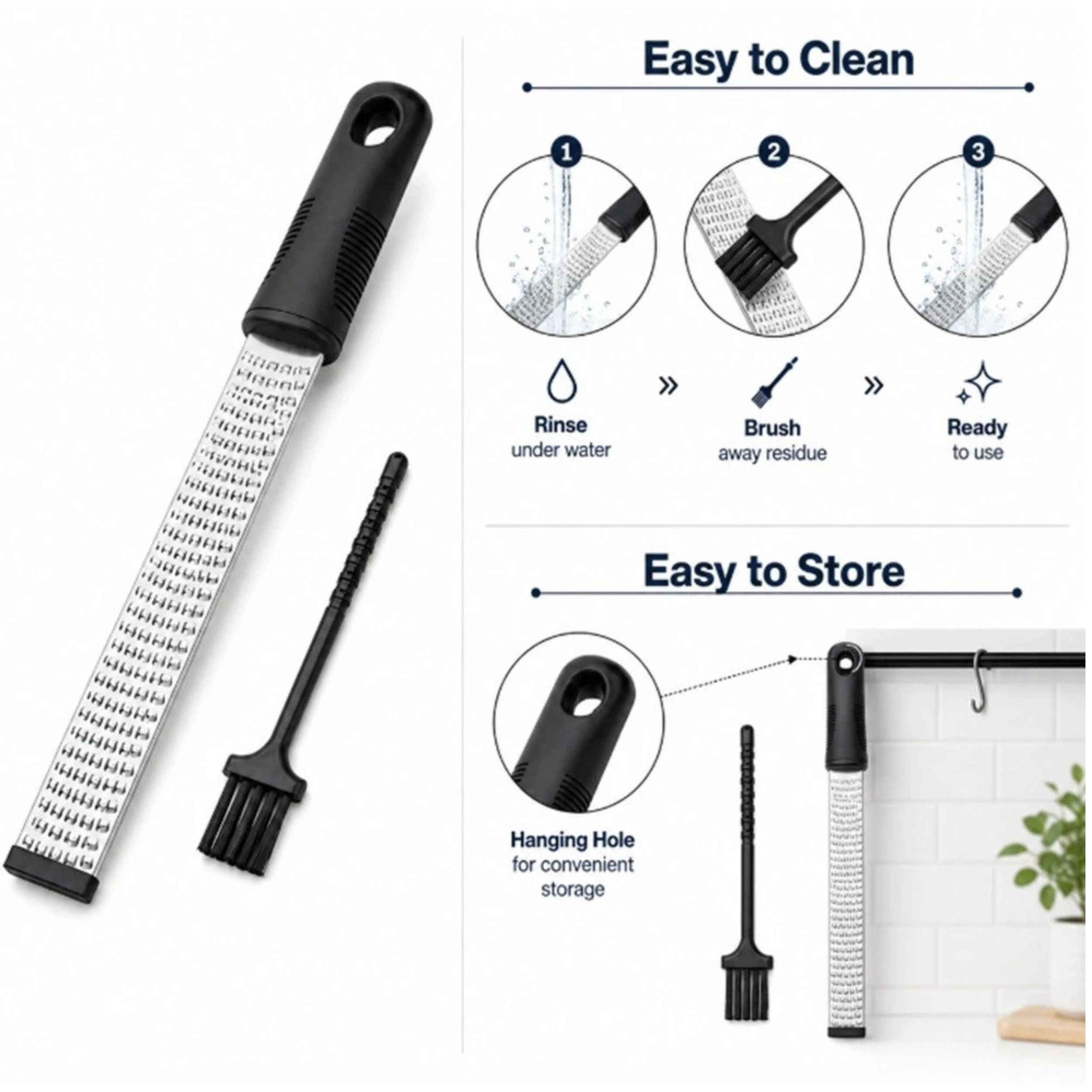 Home Collection Stainless Steel Cheese & Citrus Zester Fine Grater Tool