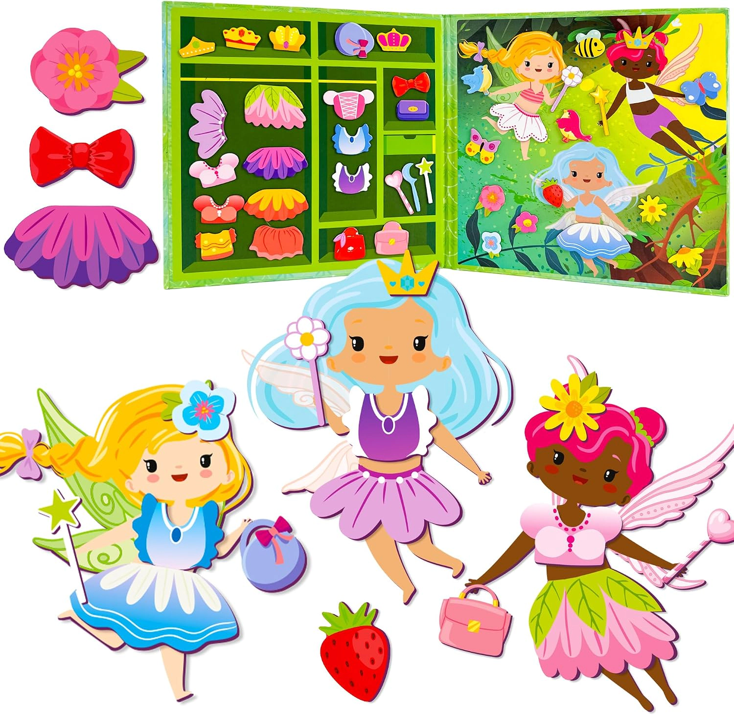 QUOKKA Magnetic Dress-Up Dolls, Creative Pretend Play Set with Mix & Match Outfits for Kids Ages 3-5