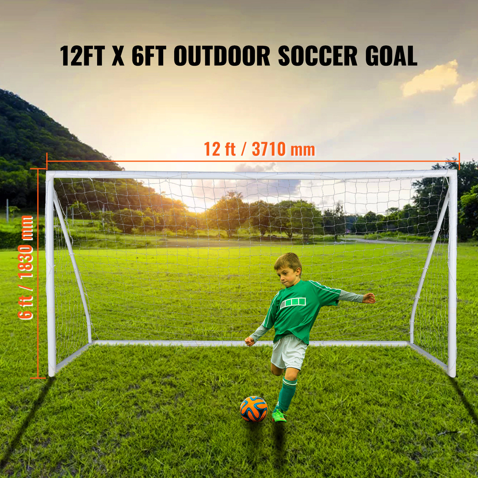 HONGGE Soccer Goal PVC Soccer Goal for Backyard with PE Net, Portable Weatherproof Set, with High-Strength PE Net