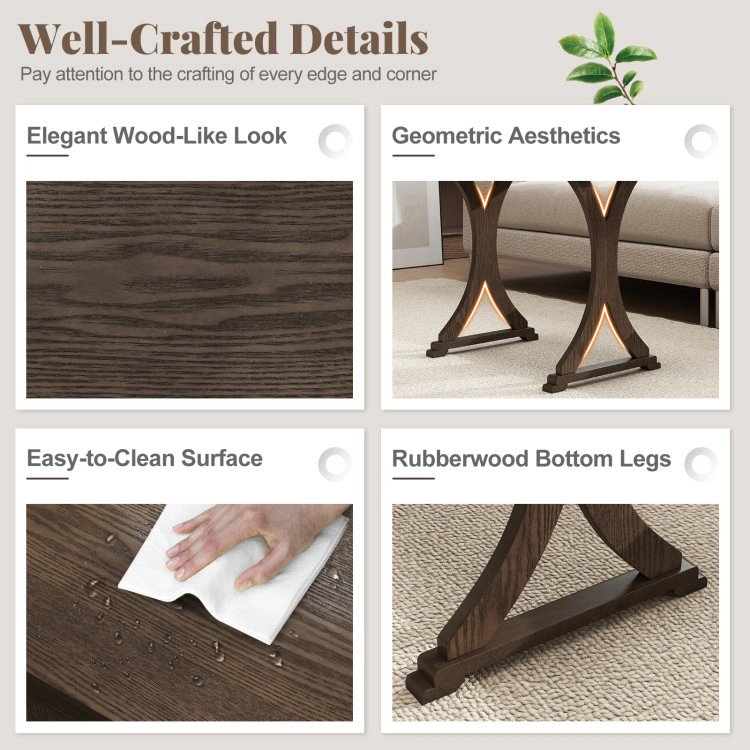 Hivvago 3 Pieces Nesting Coffee Table Side Table With Solid Rubber Wood Legs