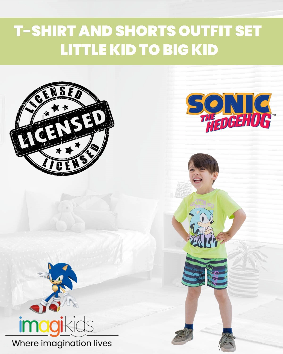 SEGA Sonic the Hedgehog Boys' Athletic 2-Piece T-Shirt and Shorts Set