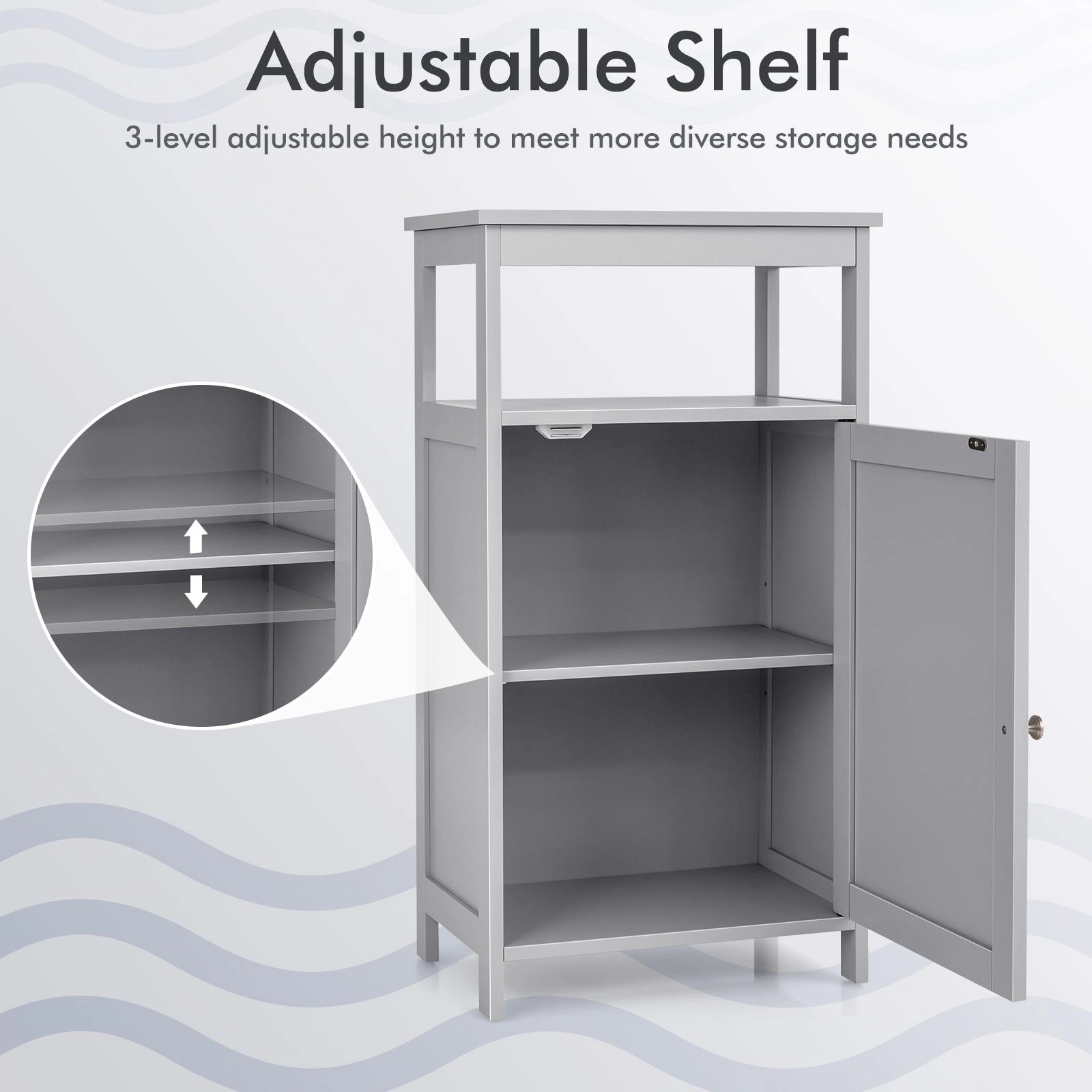 SlickBlue 33" Bathroom Storage Cabinet with Adjustable Shelf, Gray