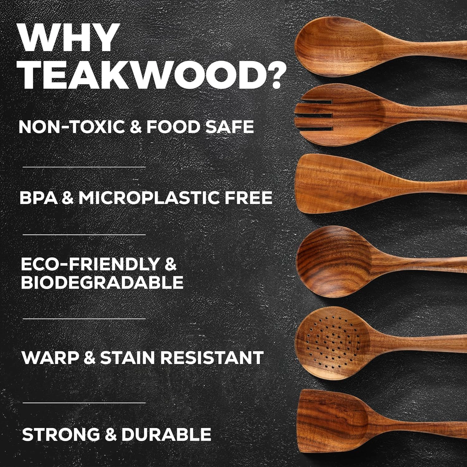 Zulay Kitchen 6-Piece Wooden Cooking Spoons Set with Comfort Grip