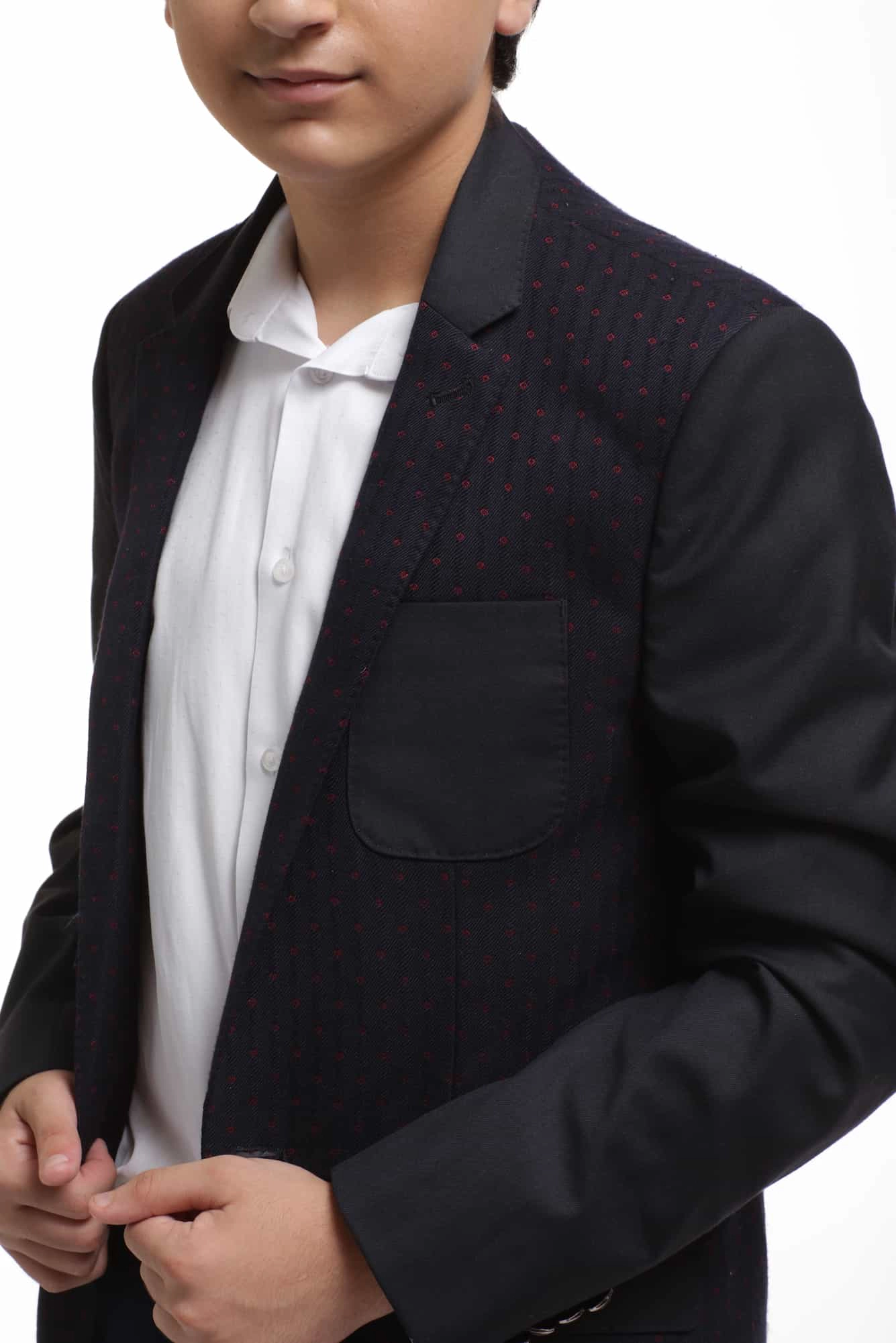 Elie Balleh Boys Slim Fit Diamond Dots Blazer