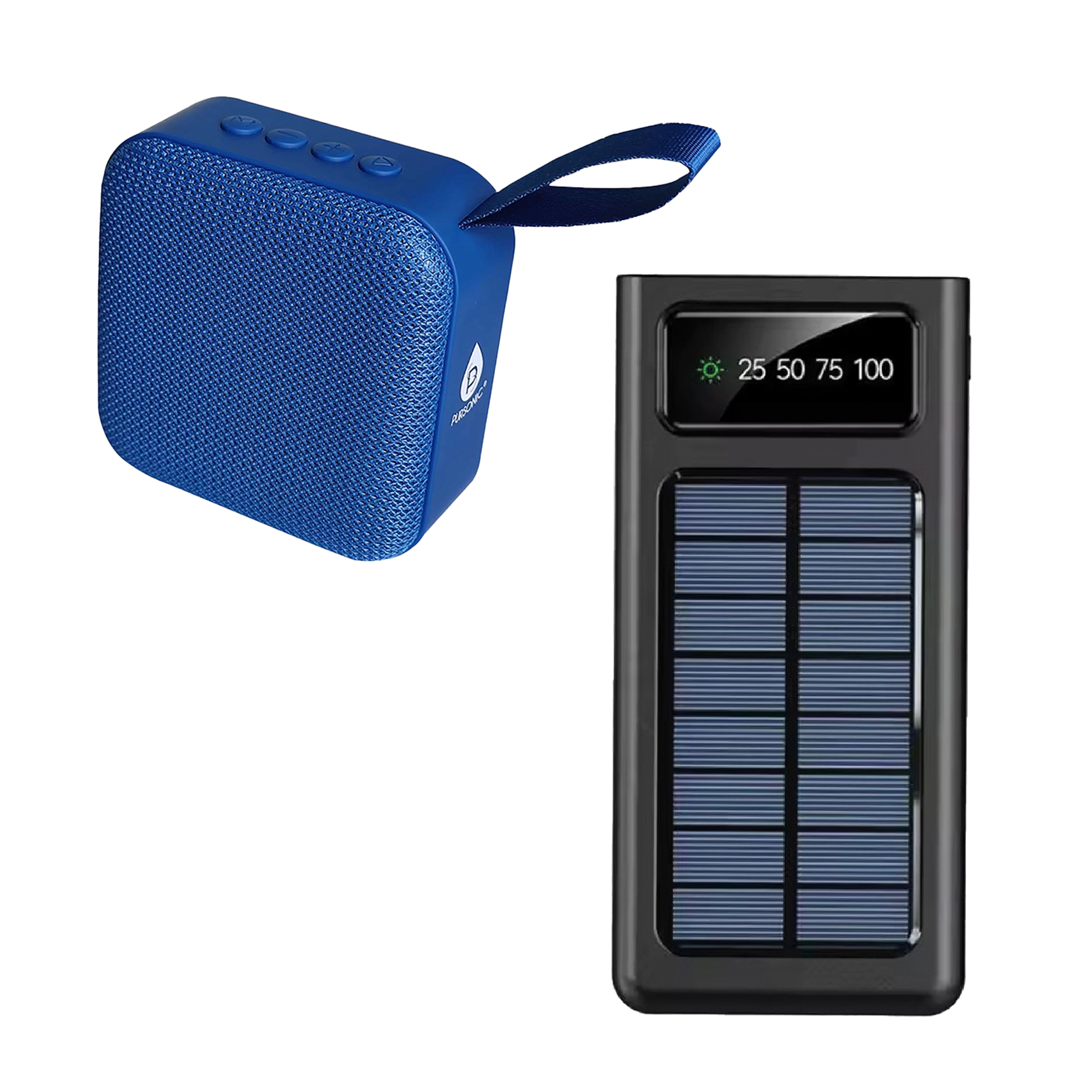 Pursonic Unisex Portable Solar Power Bank & 360° Wireless Speaker Adventure Power & Sound Bundle