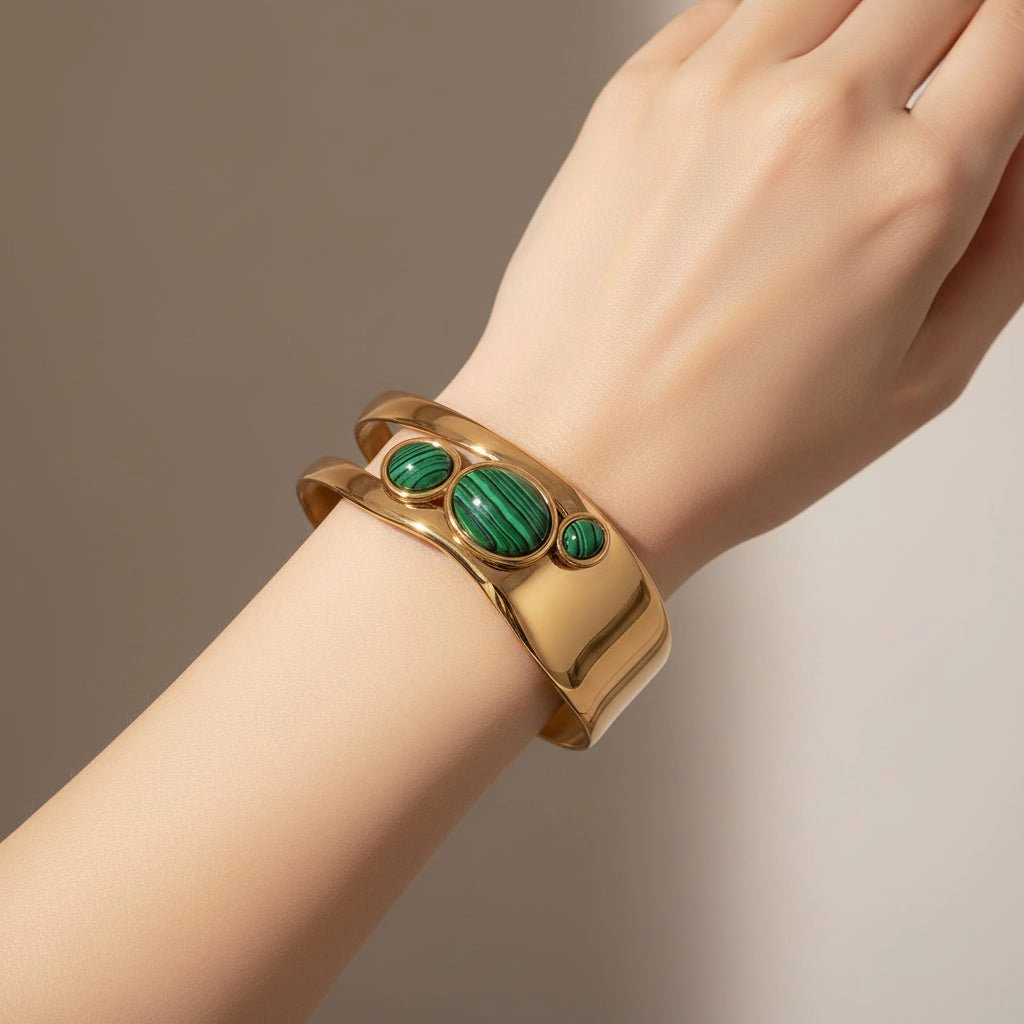 DressAtR Women's Natural Stone 18K Gold Plated Bracelet