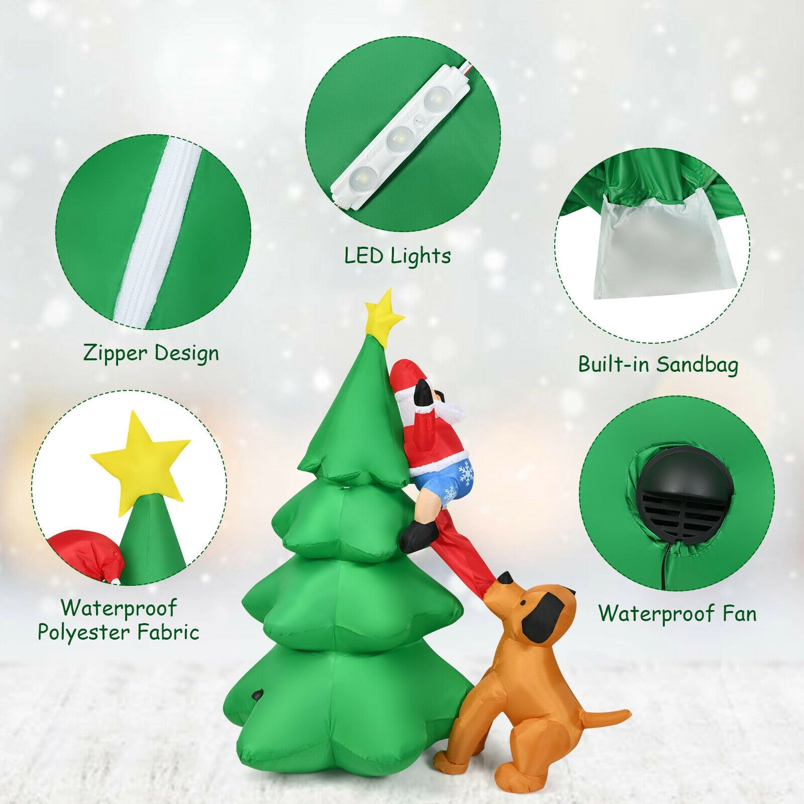 SlickBlue Unisex 6.5 Feet Lighted Inflatable Christmas Tree Decor