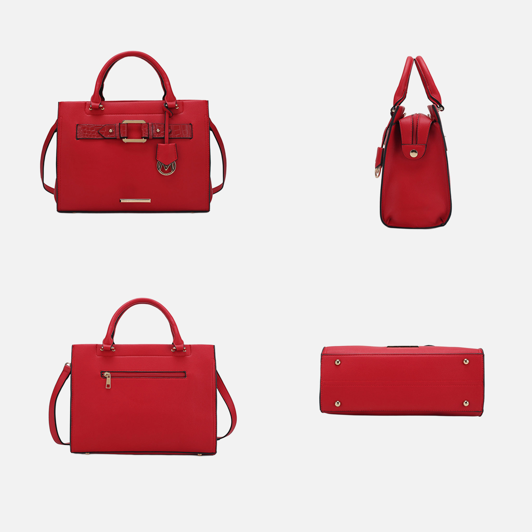 Mia K Collection Virginia Tote - Pebbled Vegan Leather with Croc-Embossed Accents and Matching Wallet