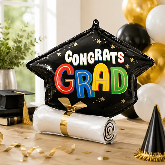 LoonBalloon 25 in 5-Pack Bright Future Graduation Cap Foil Balloons ...