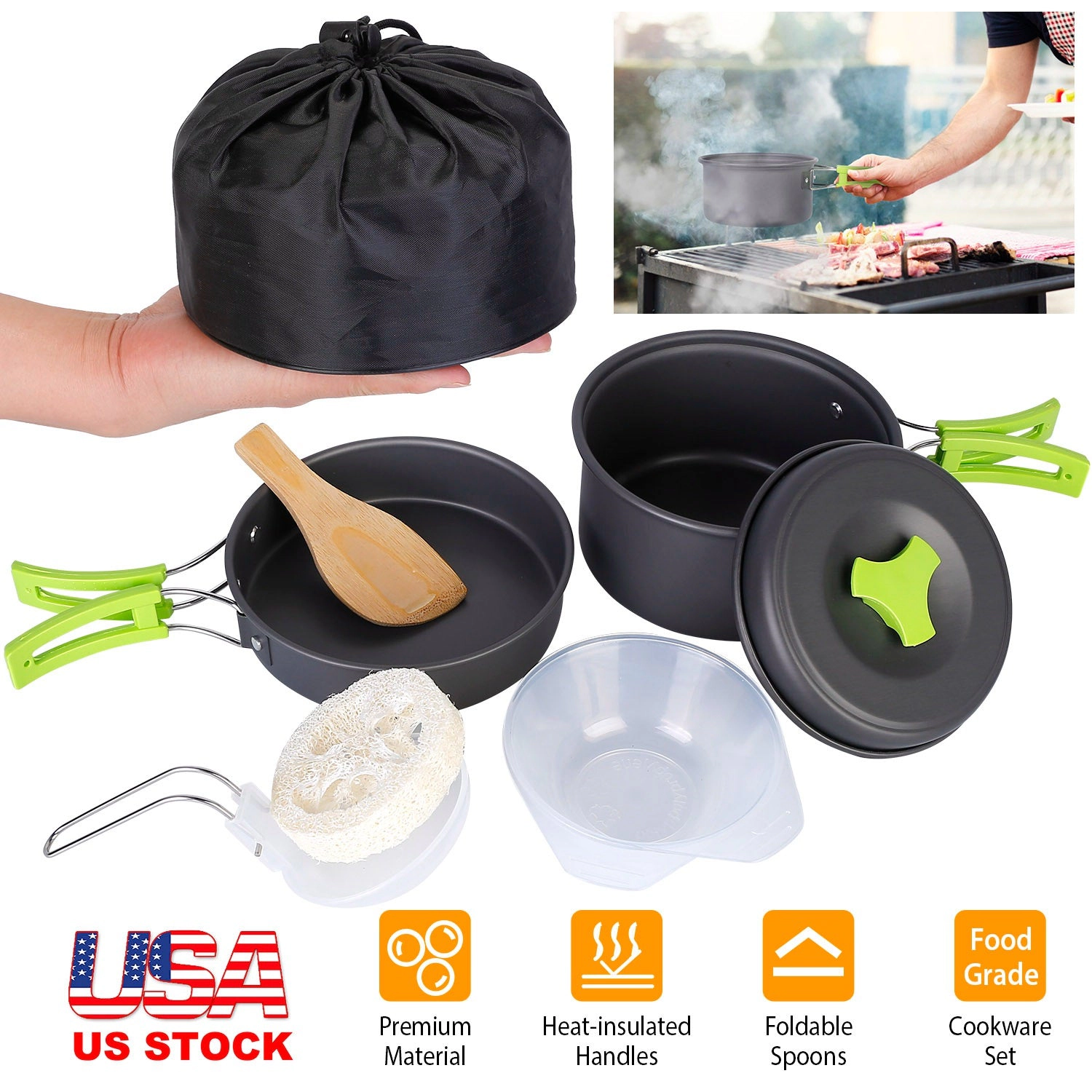 GBruno 9-Piece Aluminum Camping Cookware Set