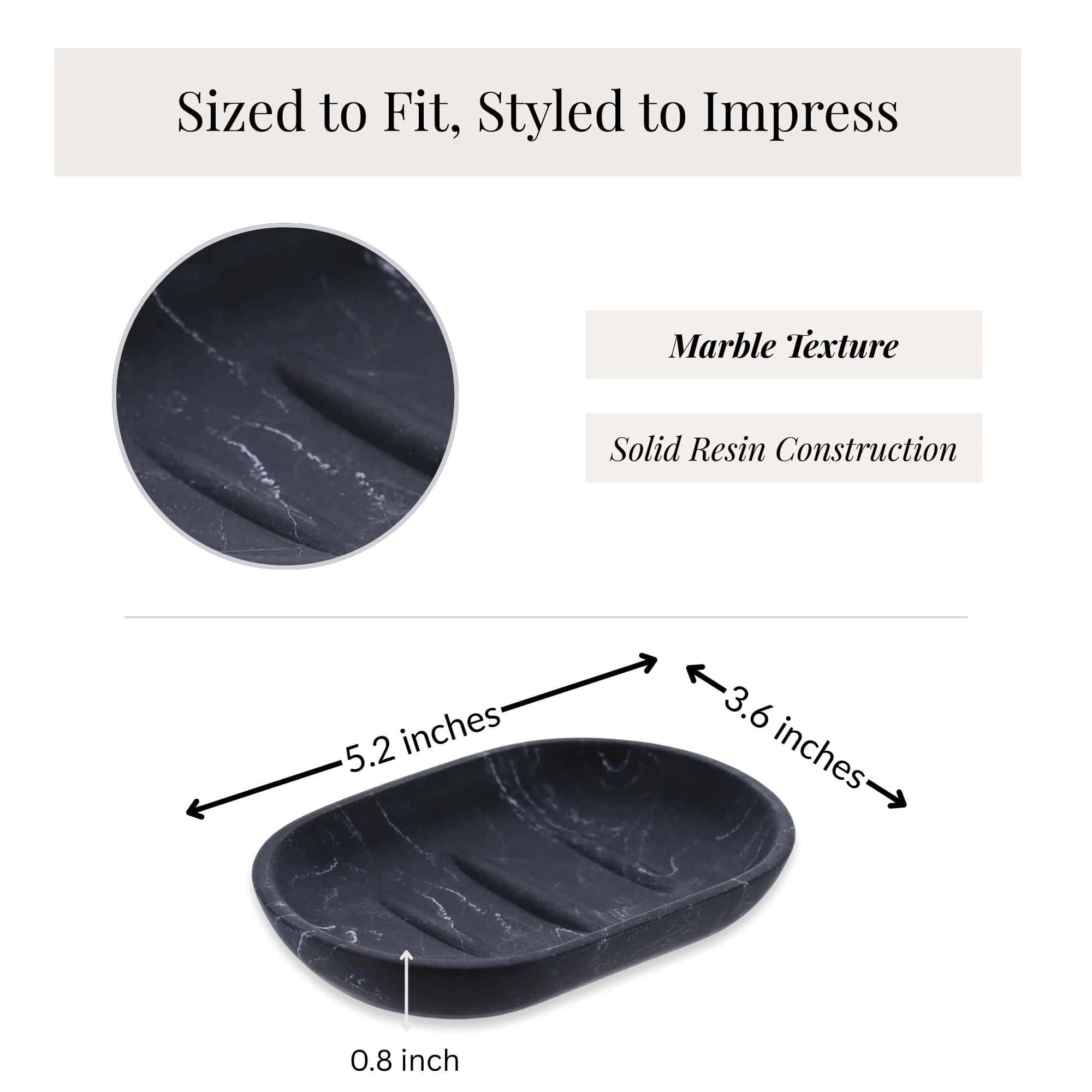 Evideco French Home Goods Marble-Effect Polyresin Soap Dish - Polished Rectangular Countertop