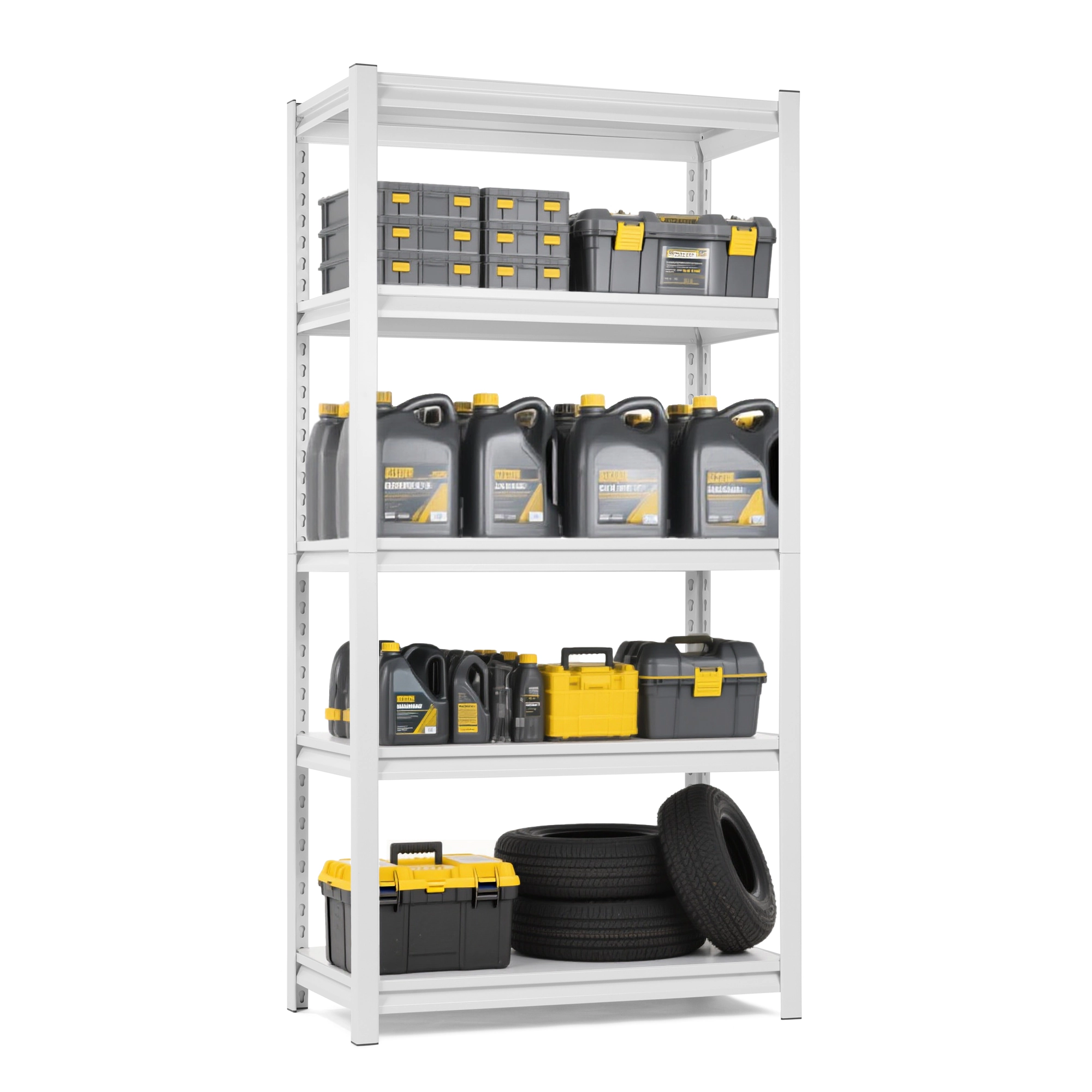 Flynama 5-Tier Heavy Duty Steel Freestanding Adjustable Storage Rack in White (31.5 in. W x 63 in. H x 15.7 in. D)