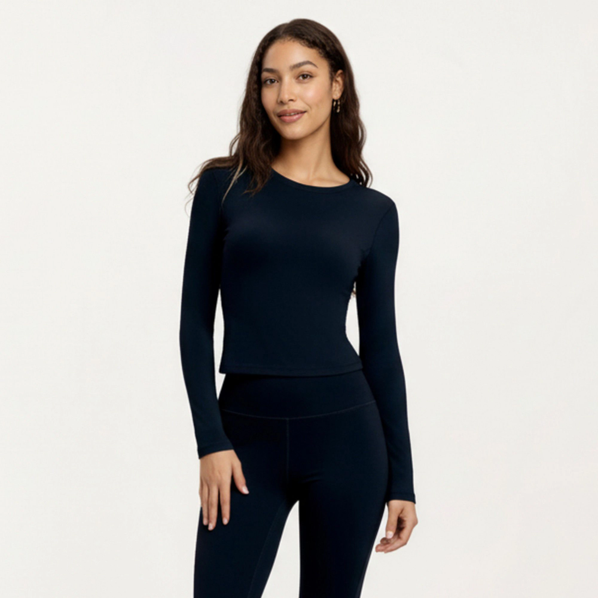 Anna-Kaci Women's Long Sleeve Fitted Active Top with Smooth Stretch Fabric Contoured Seaming