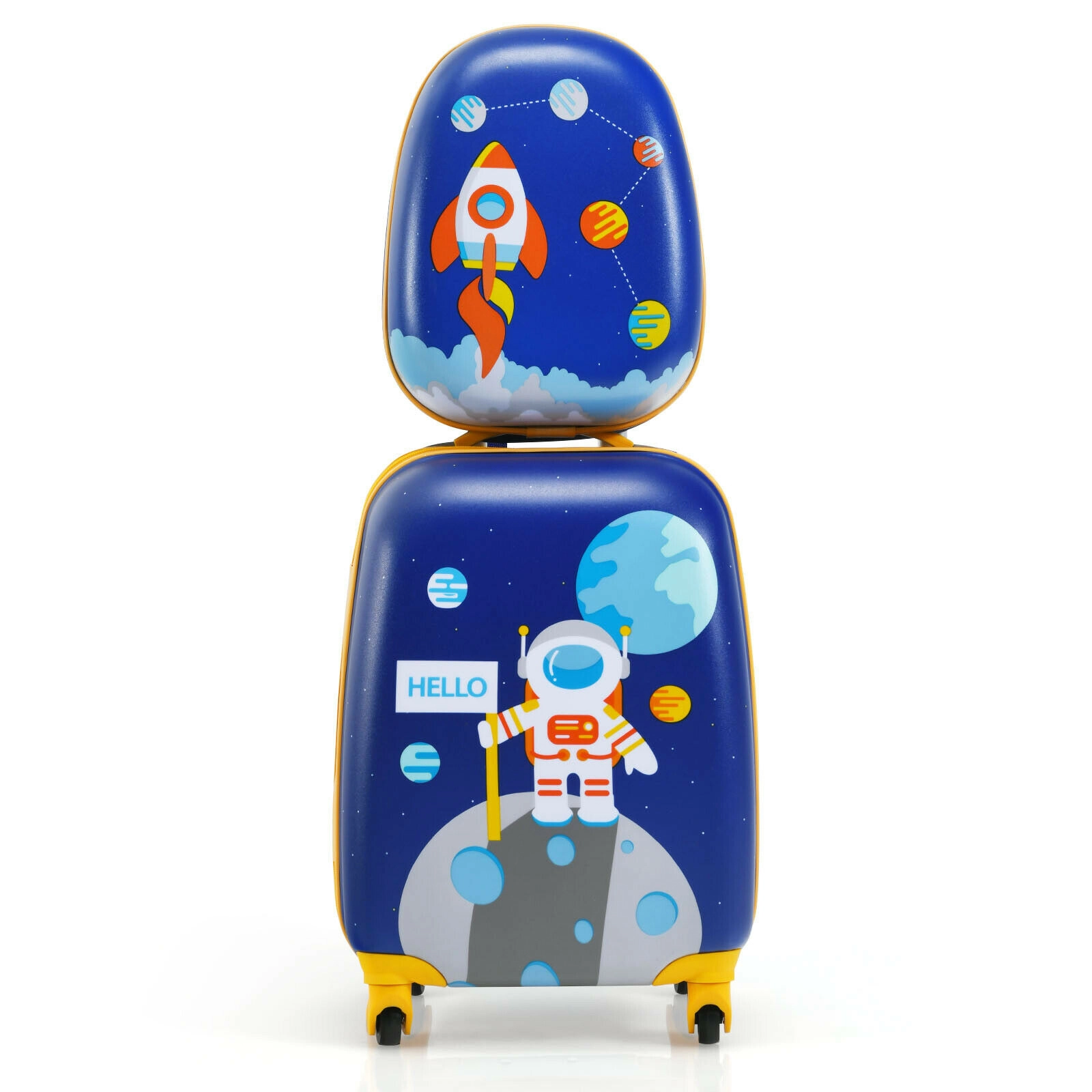 SUGIFT 2-Piece Kids Luggage Set with 360-Degree Wheels 13-in Backpack and Wipe-Clean Frosted Shell