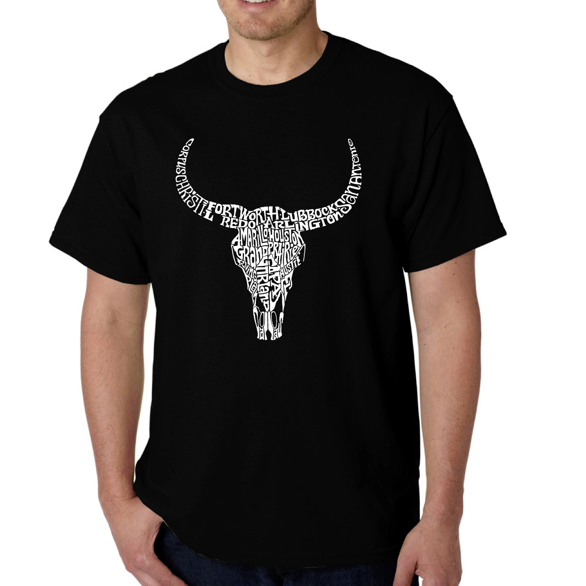 LA Pop Art Men's Word T-Shirt - Texas Skull