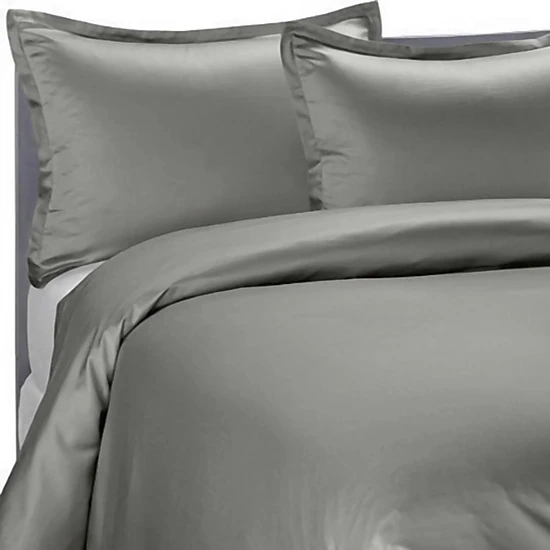 Brielle Home 300 Thread Count Modal Sateen Duvet Cover Set with Sham Twin 68 x 86 Grey