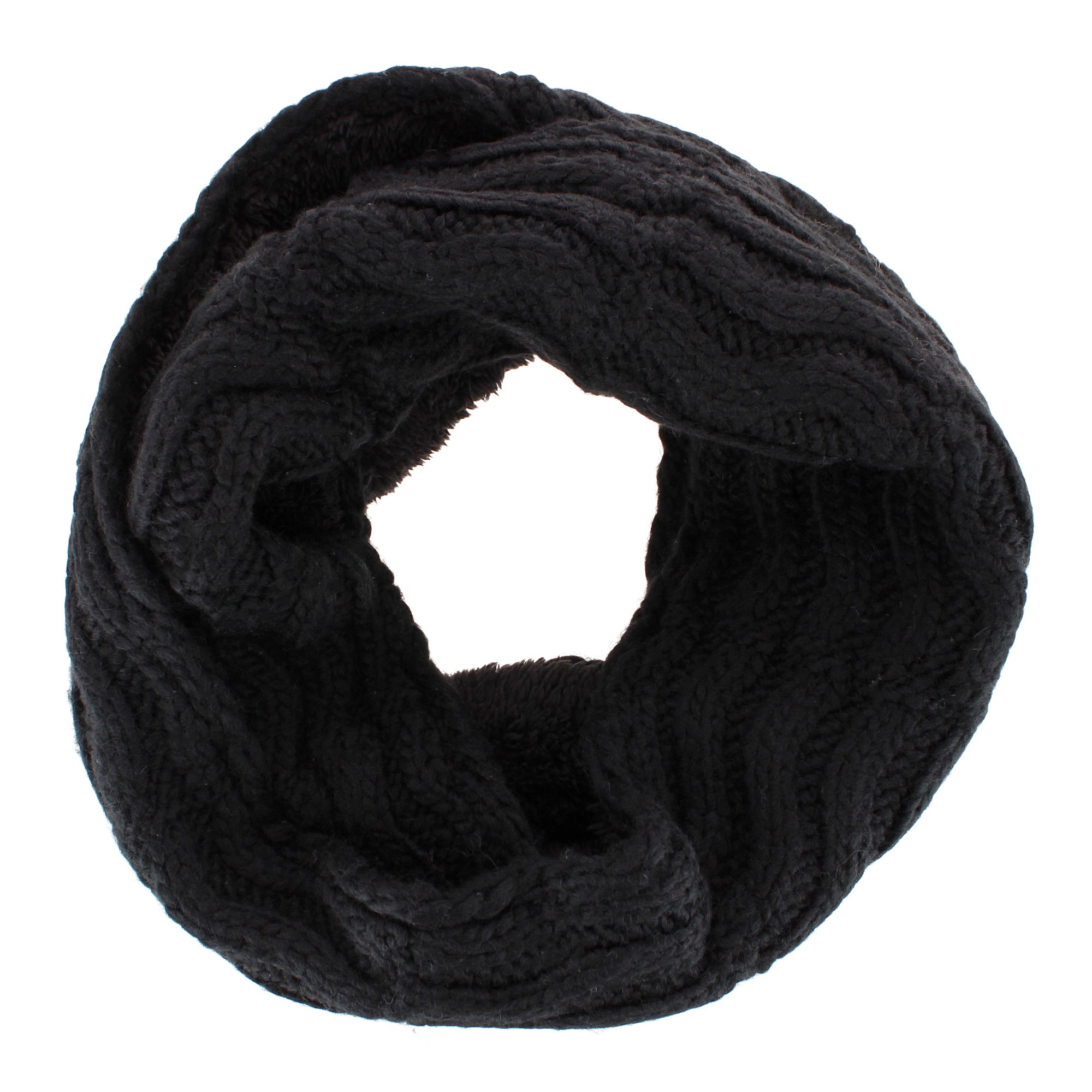Angela & William Women's Cable Knit Winter Infinity Sherpa Lined Scarf
