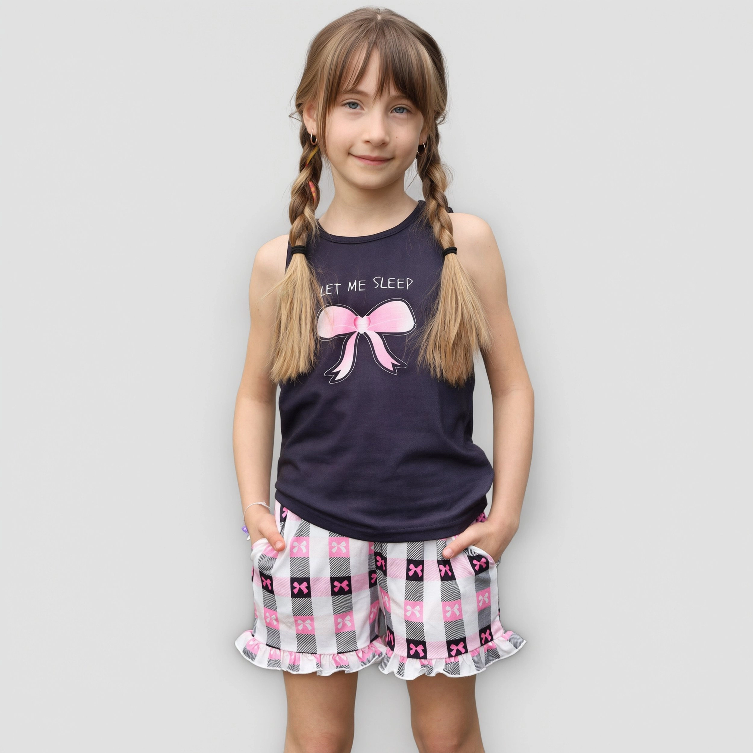 Arshiner Girls Pajamas Summer Ruffle Sleepwear Cute Tank Top And Shorts Set Outfit Bow Heart