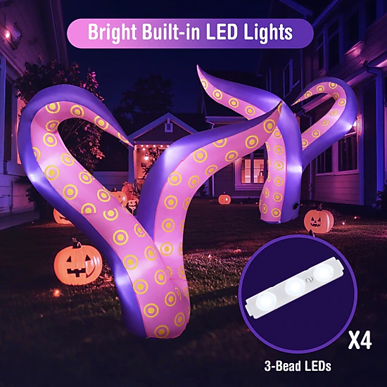 Glintex 6.5-Ft Inflatable Halloween Tentacles with Suction Cups for Cars, Multicolor