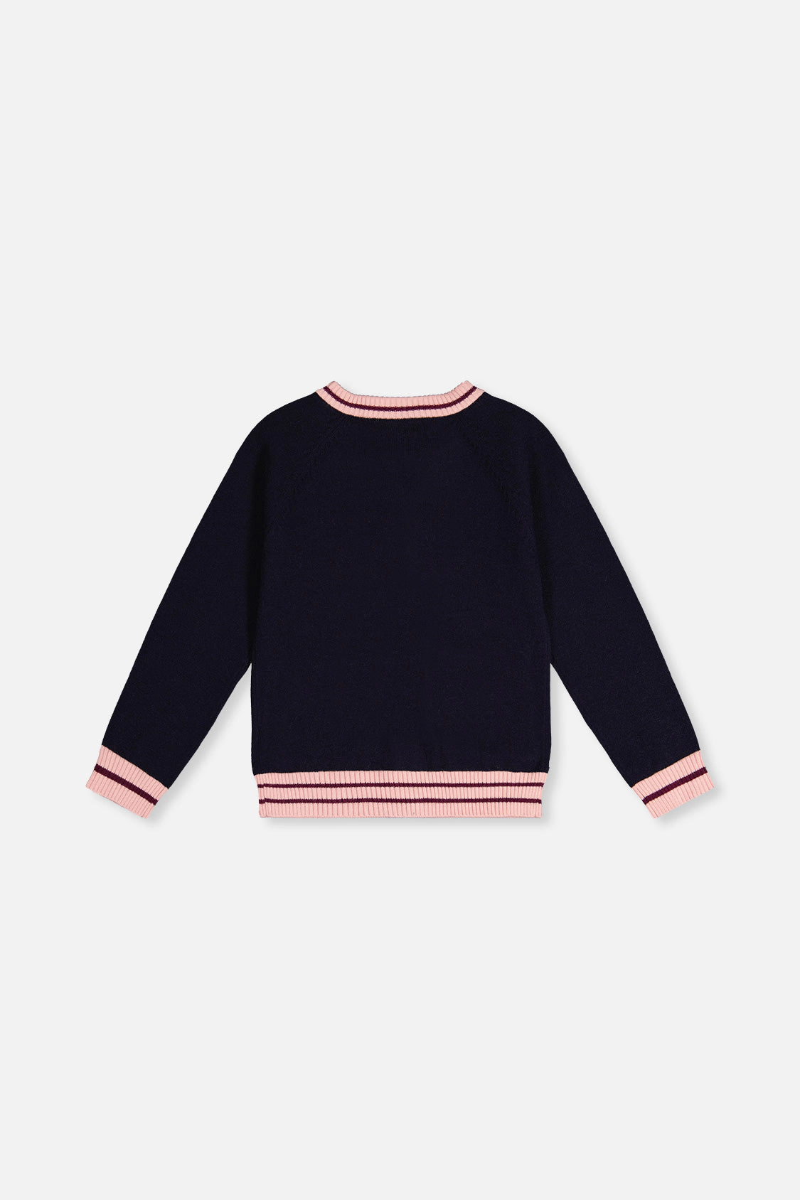 Deux par Girls Striped Trim Button-Front Knitted Cardigan