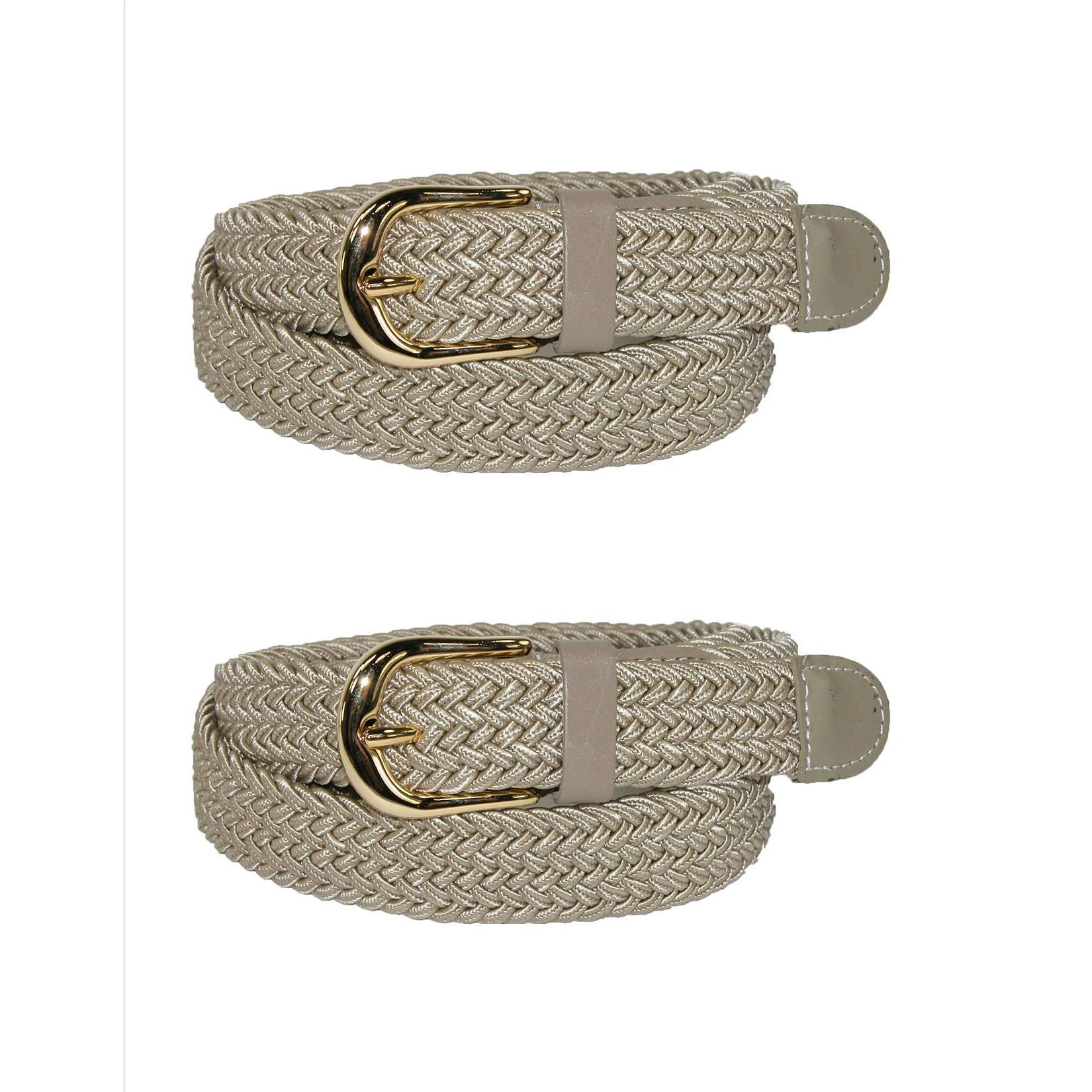CTM® Women's Elastic Braided Stretch Belt (Pack of 2)