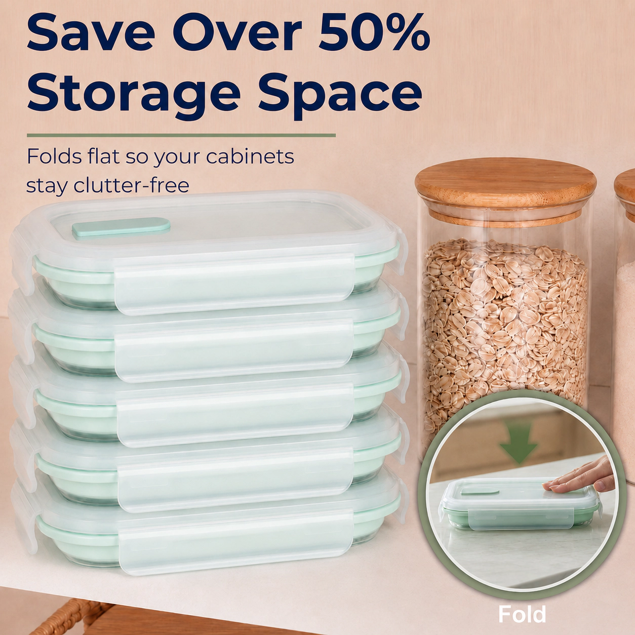 CHEFSPOT Collapsible Silicone Food Storage Containers 5 Pack