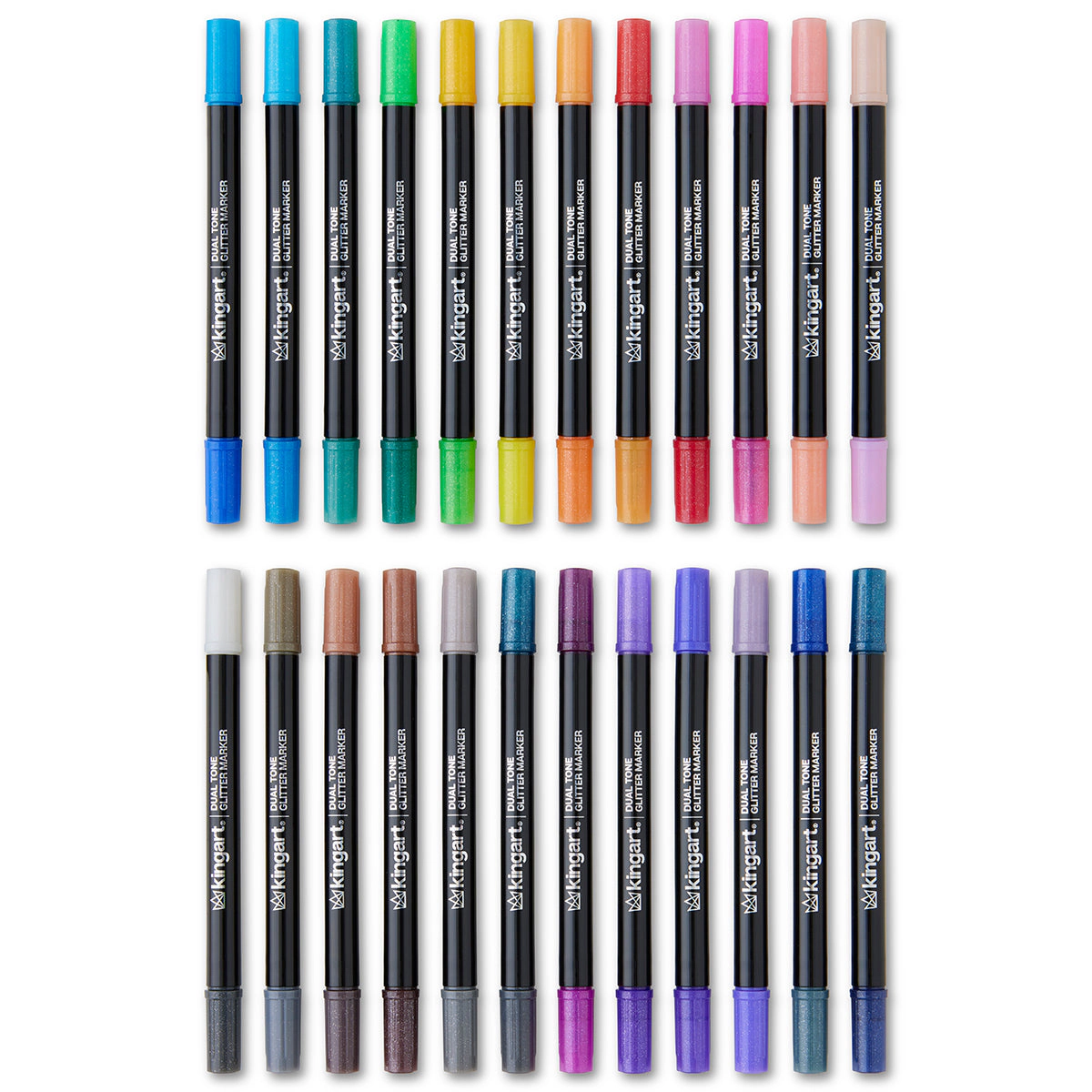 KINGART Dual Tone® Glitter Markers - 48 Pens, 96 Colors